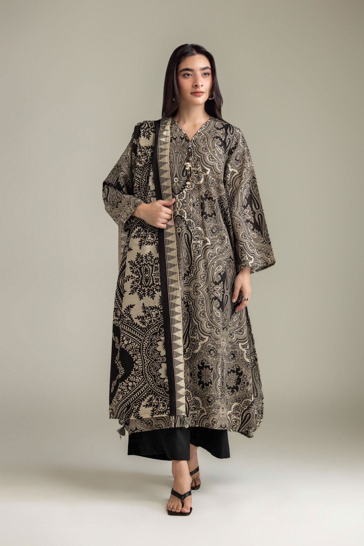 Printed Light Khaddar 3 Piece Tailored - 2-26-308-A-G1-VG