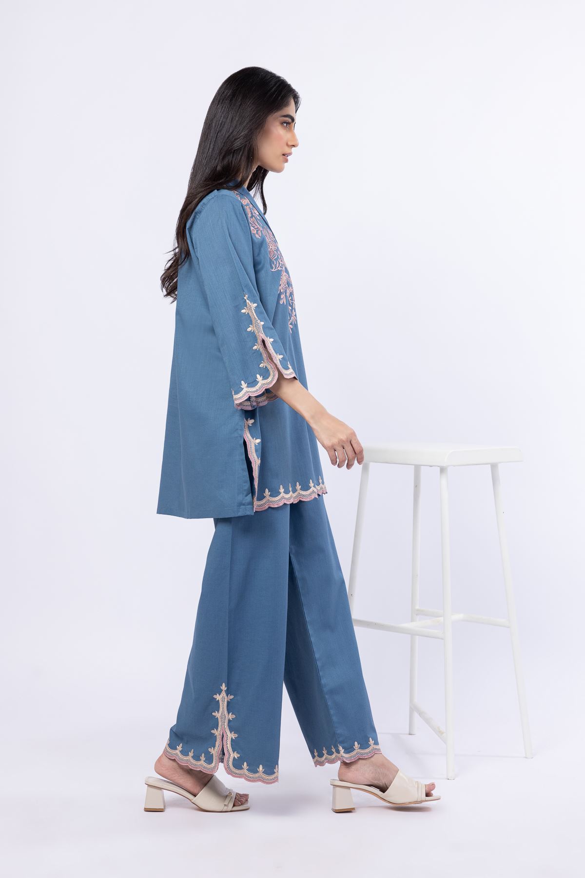 Embroidered Linen Cotton Pants - EST24183T-VG