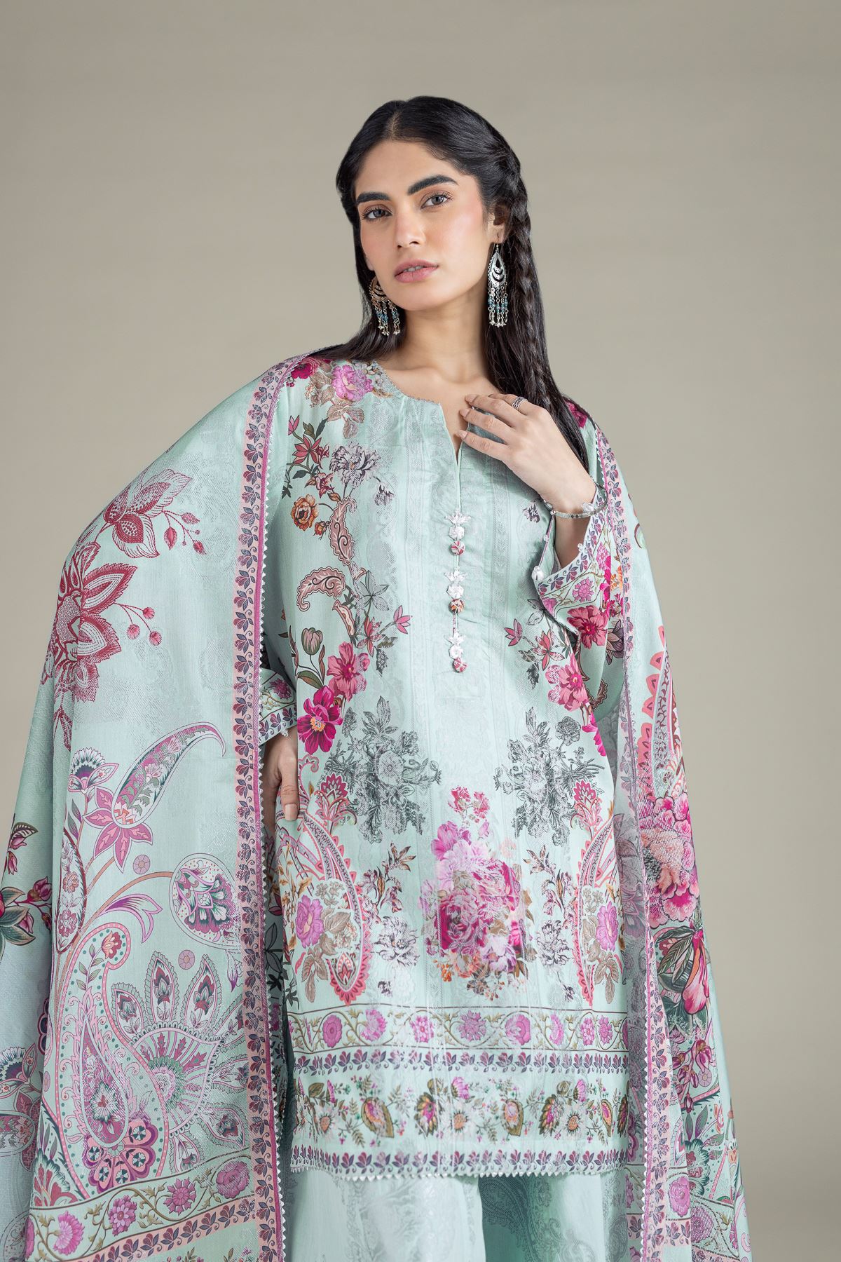Printed Jacquard Tailored 3 Piece - T-A33-26-109FF2-VG
