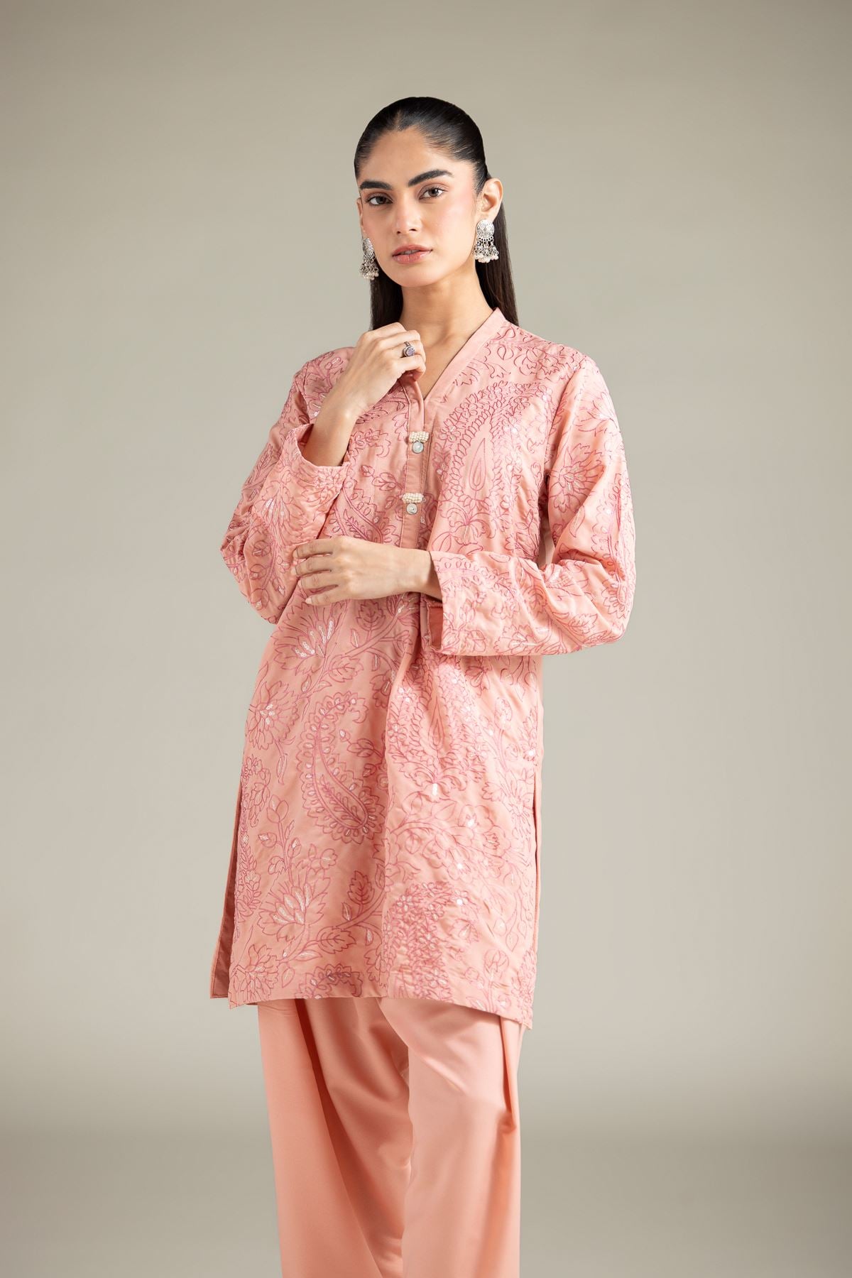 Embroidered Blended Cambric Kurta - 1-26-108-A-F-VG