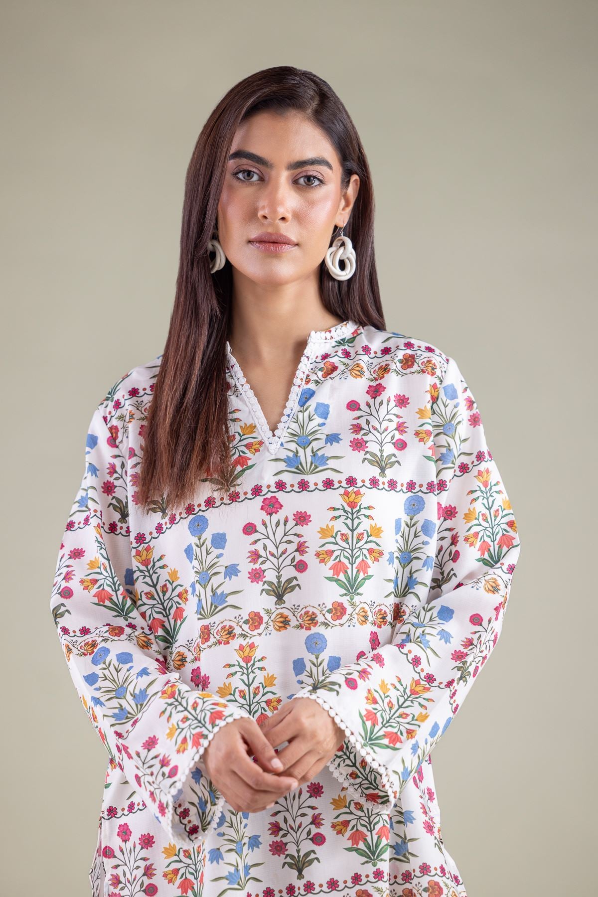 Embroidered Textured Weave Tunic - 1-26-108-A-F-VG