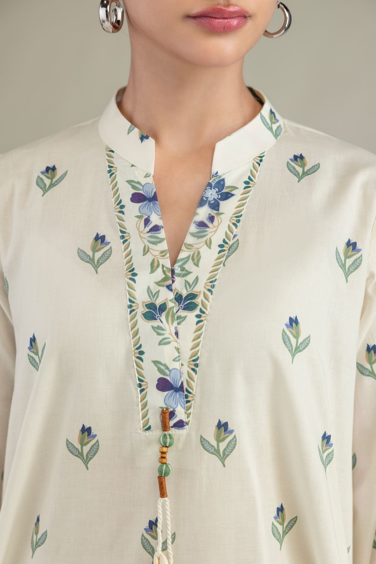 Printed Cambric Cambric Floral Kurta - 1-26-306-B-D1-VG