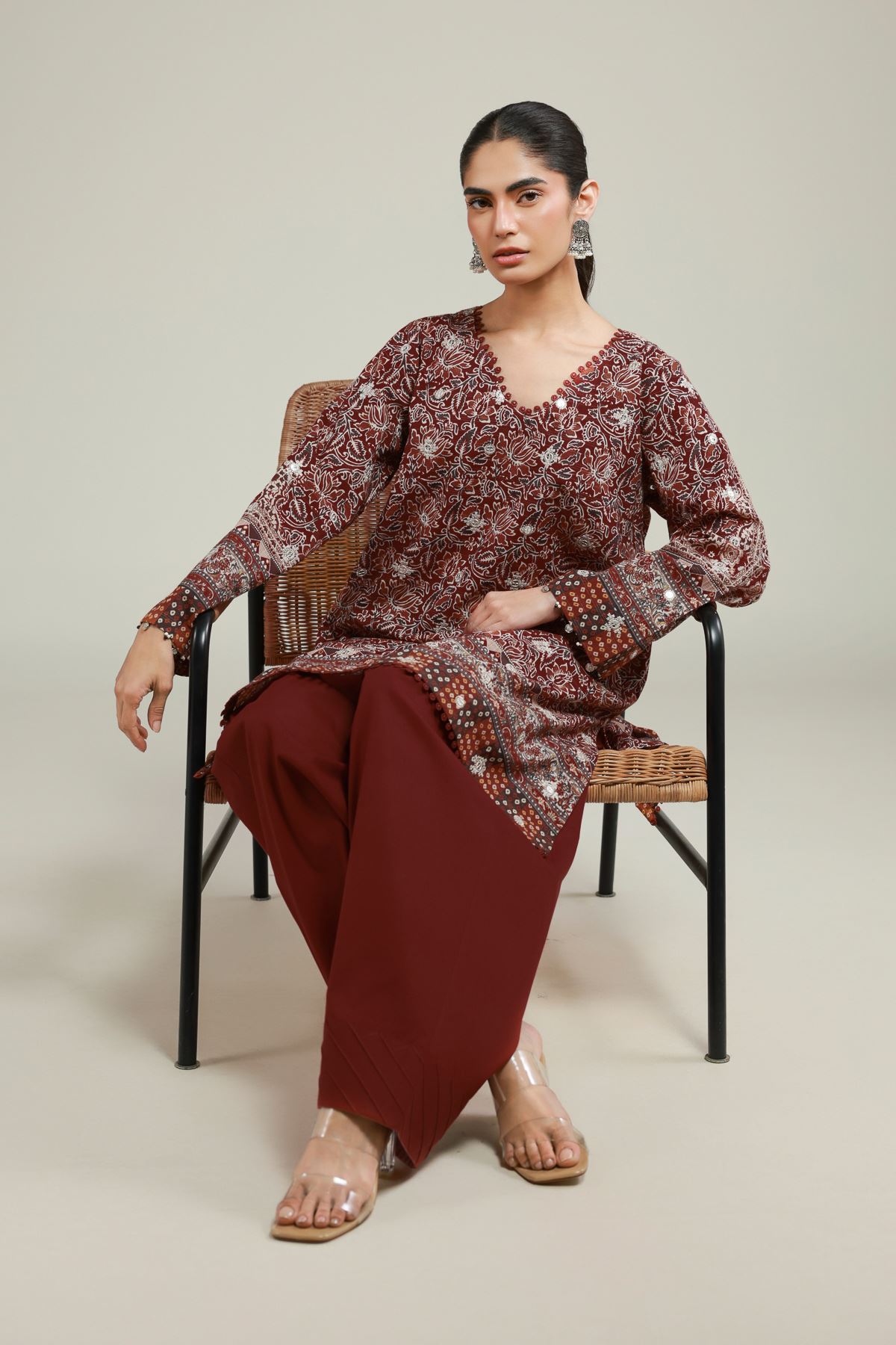 Embroidered Messuri Fabrics 2 Piece | Top and Bottom - A112-26-107EC1-VG