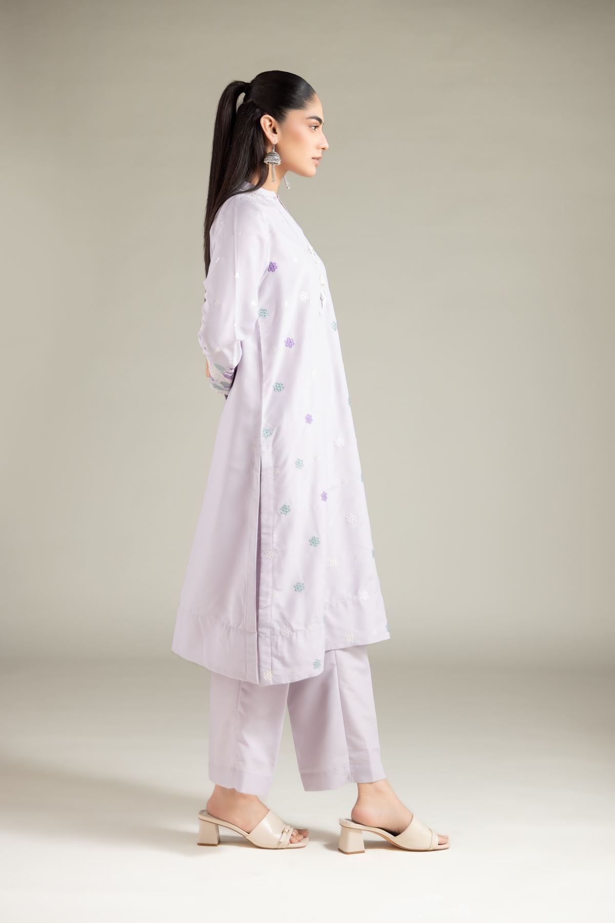 Embroidered Blended Cambric Pants - 1-26-126-A-A-VG