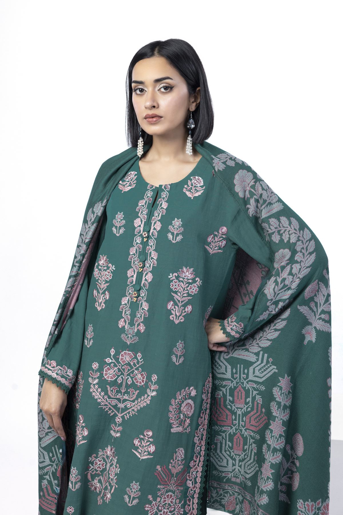 Embroidered Khaddar Tailored 3 Piece - LKN99AST-VG