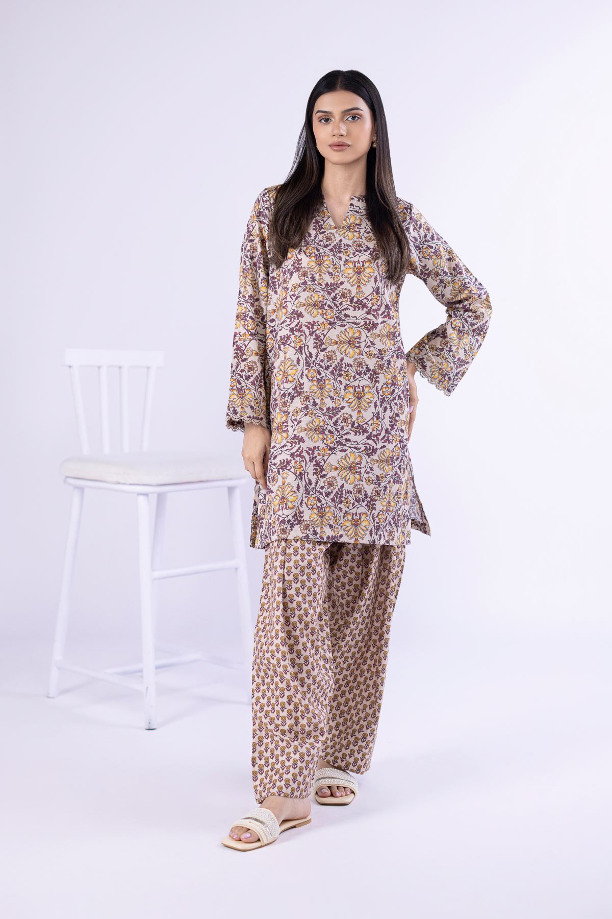 Printed Dobby Kurta - 25-05S22-05TB-VG