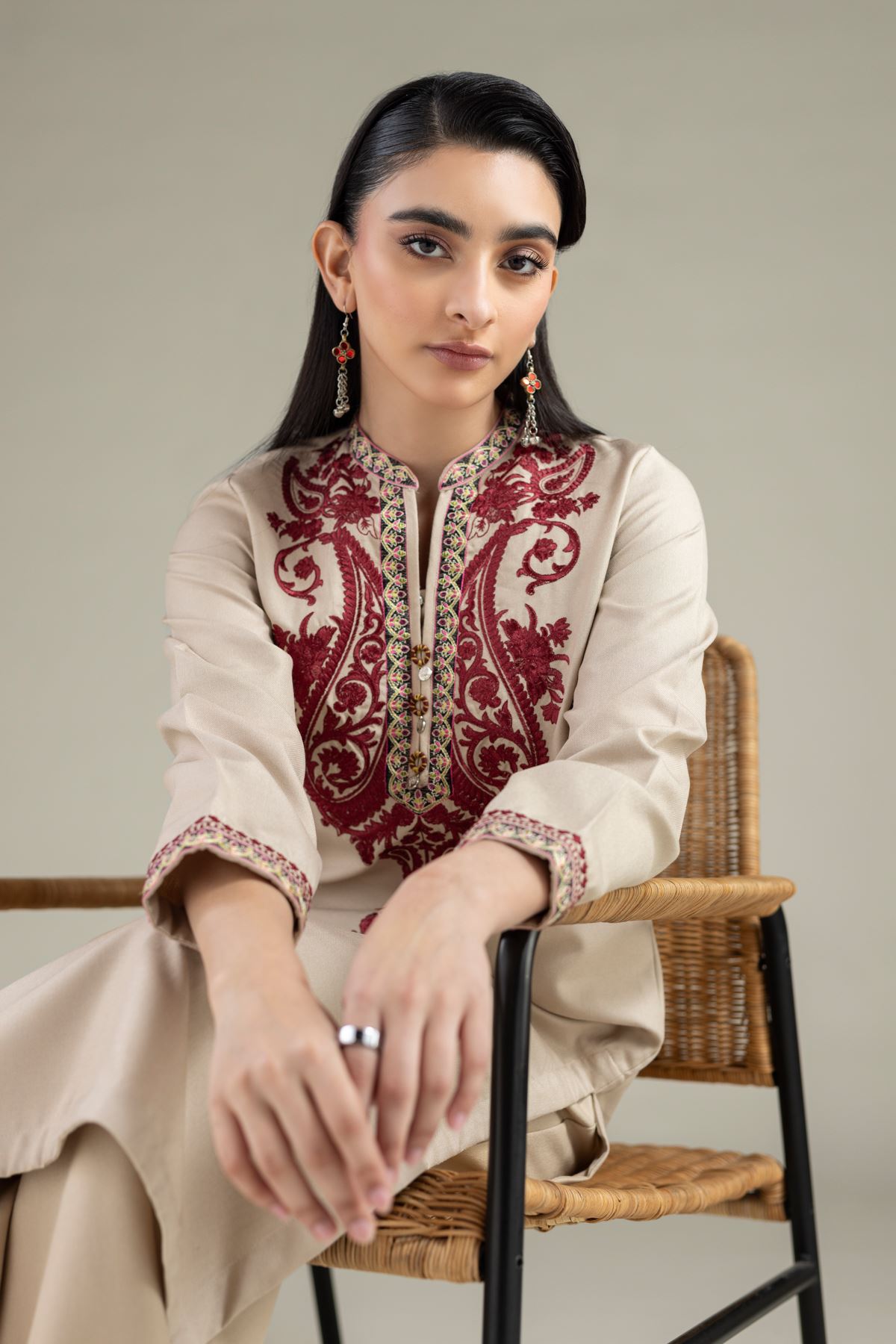Embroidered Heavy Blended Viscose Kurta - OTD4-EX22-10TA-VG