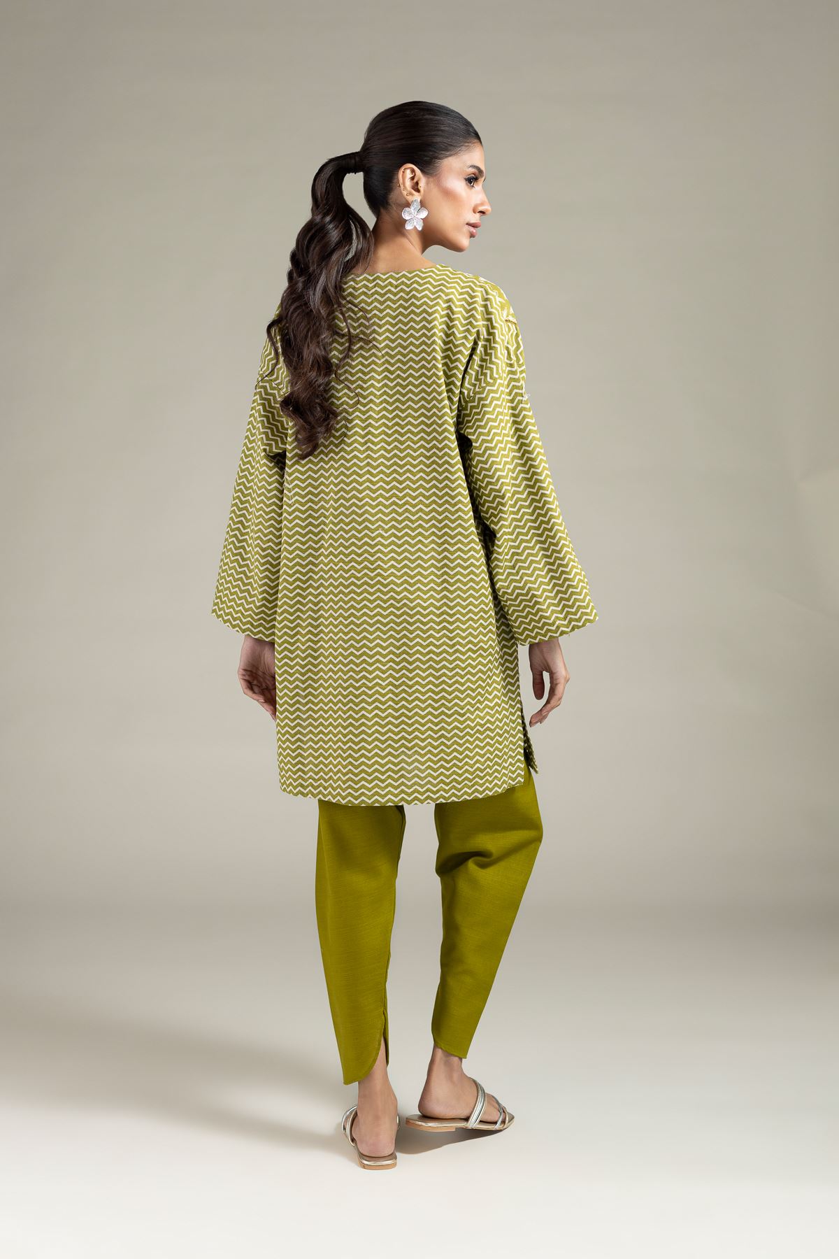 Printed Khaddar Kurta - 25-10-10S6-04TA-VG