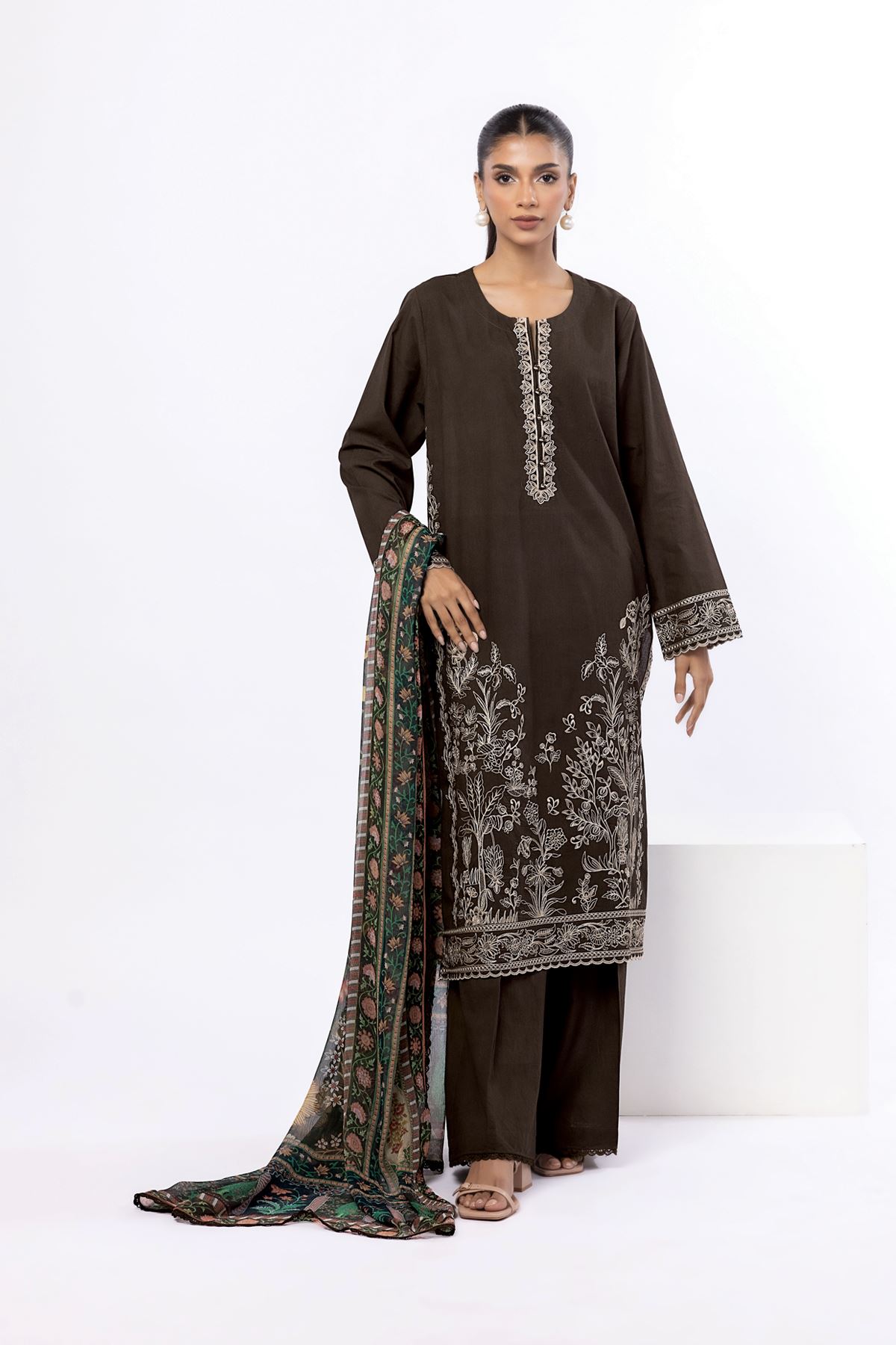 Embroidered Cambric Tailored 3 Piece - CA44BST-VG