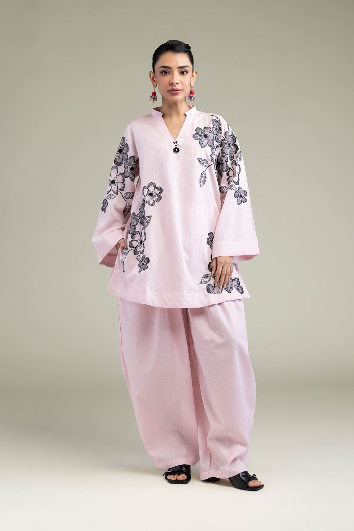 Embroidered Cotton Dobby Solid Pink Shalwar - 1-26-211-A-F1-VG