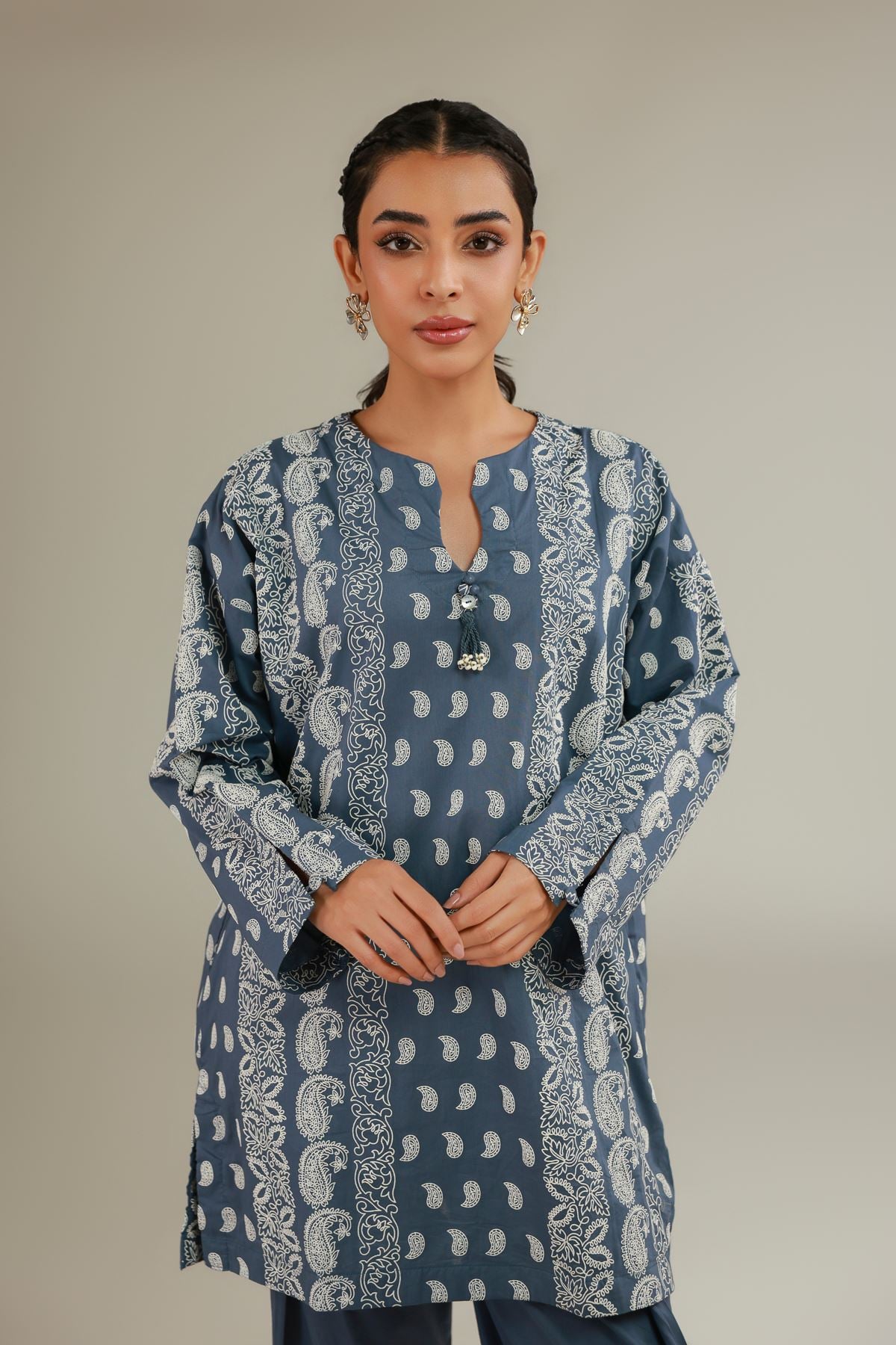 Cambric Printed Cambric Kurta - 25-00-X2-08TB-VG