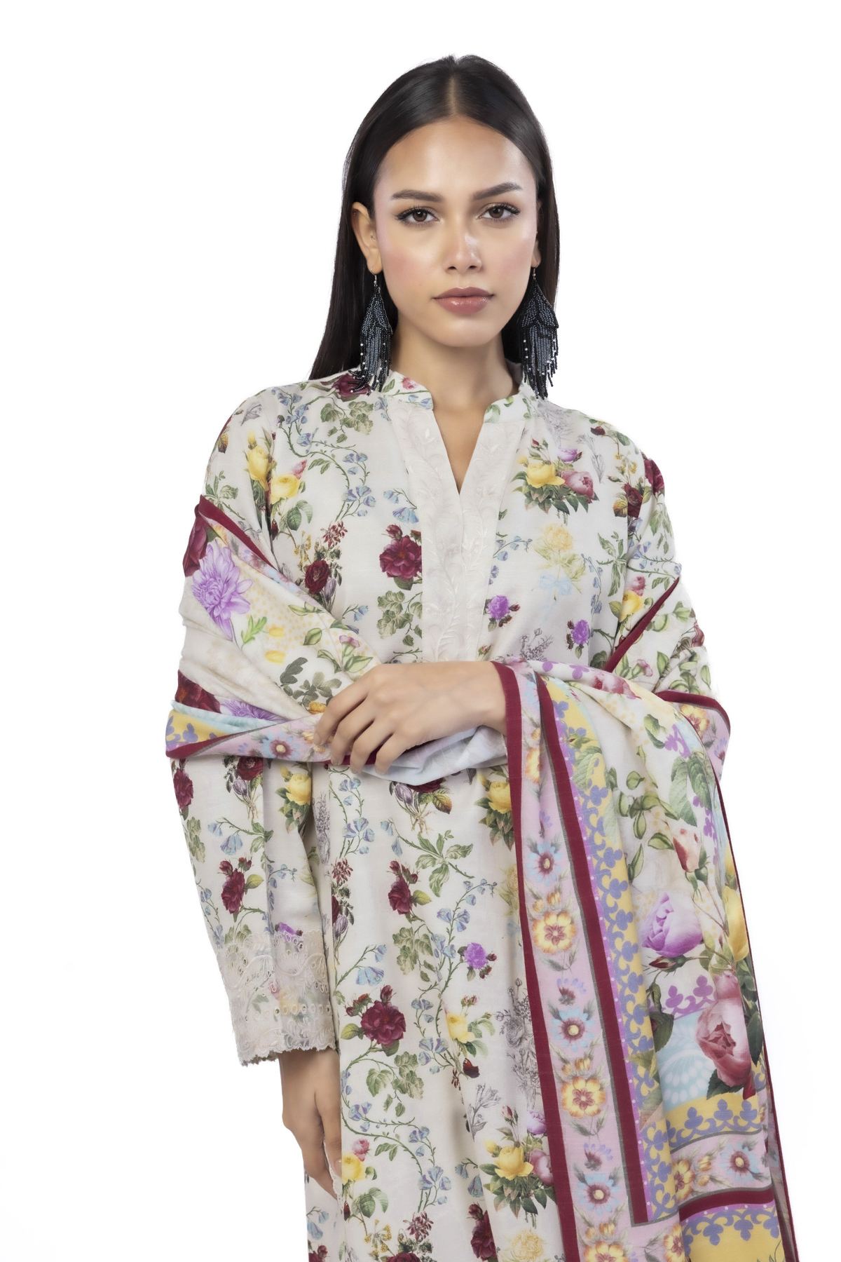 Embroidered Blended Khaddar Fabrics 3 Piece - MT23A-VG