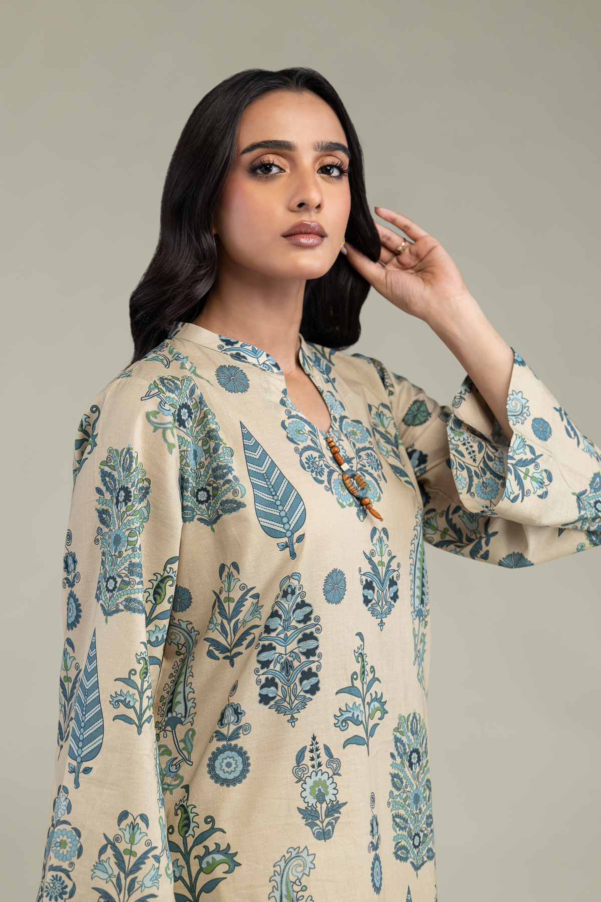 Printed Cambric Floral Cambric Kurta - 2-26-303-C-A1-VG