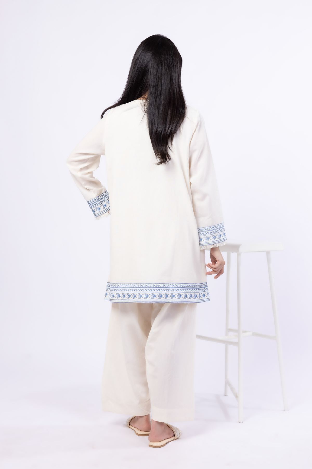 Embroidered Handwoven Cotton Kurta - OTD4-EX24-08BA-VG