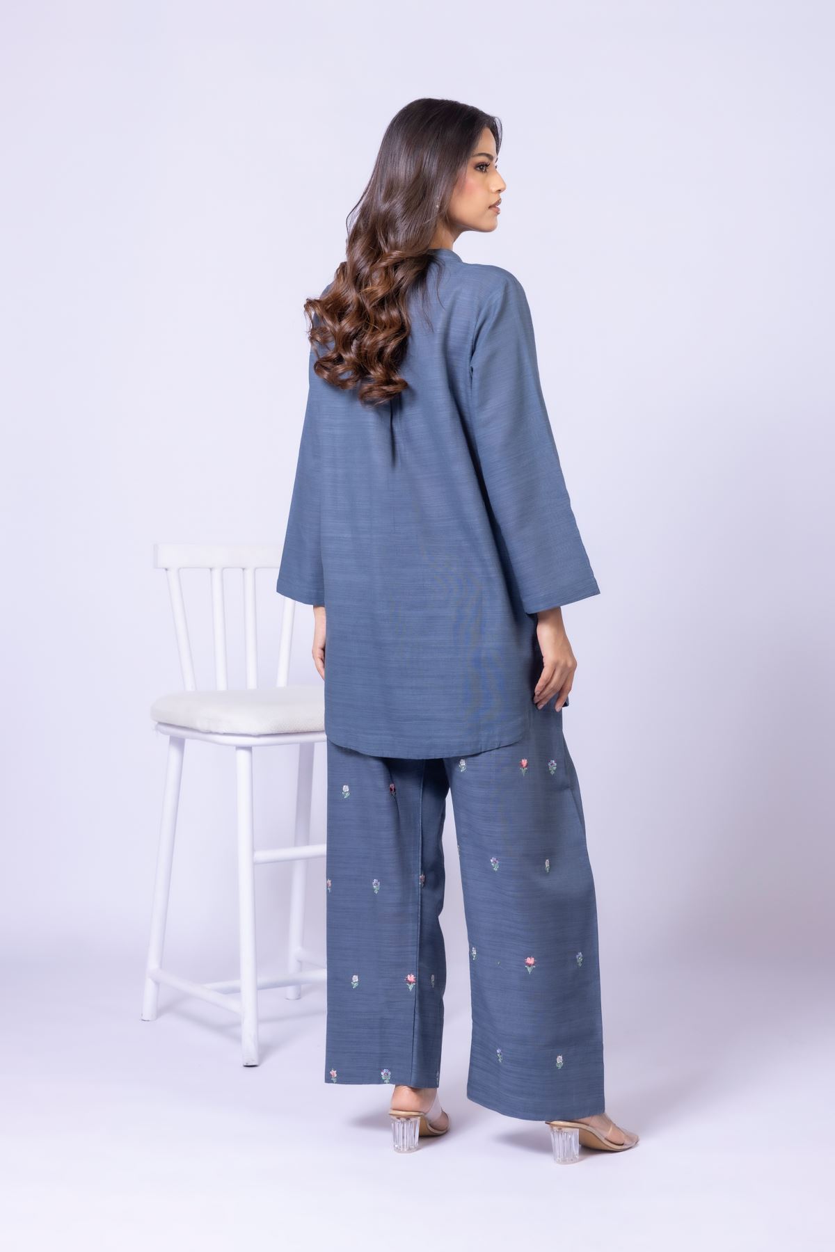 Embroidered Textured Cotton Kurta - 25-09-10E4-05TB-VG