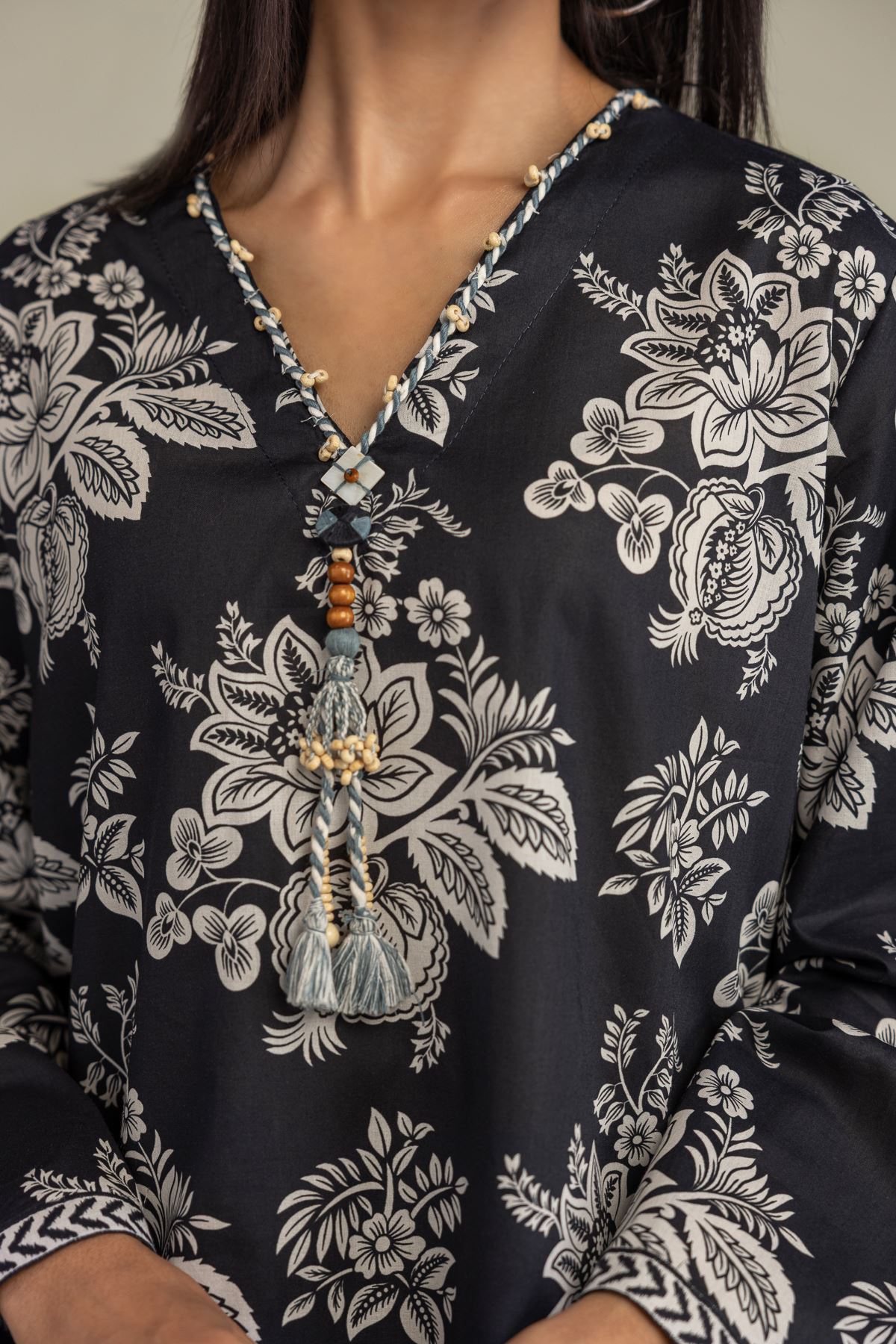 Printed Cambric Black Cambric Kurta - 2-26-308-A-G1-VG