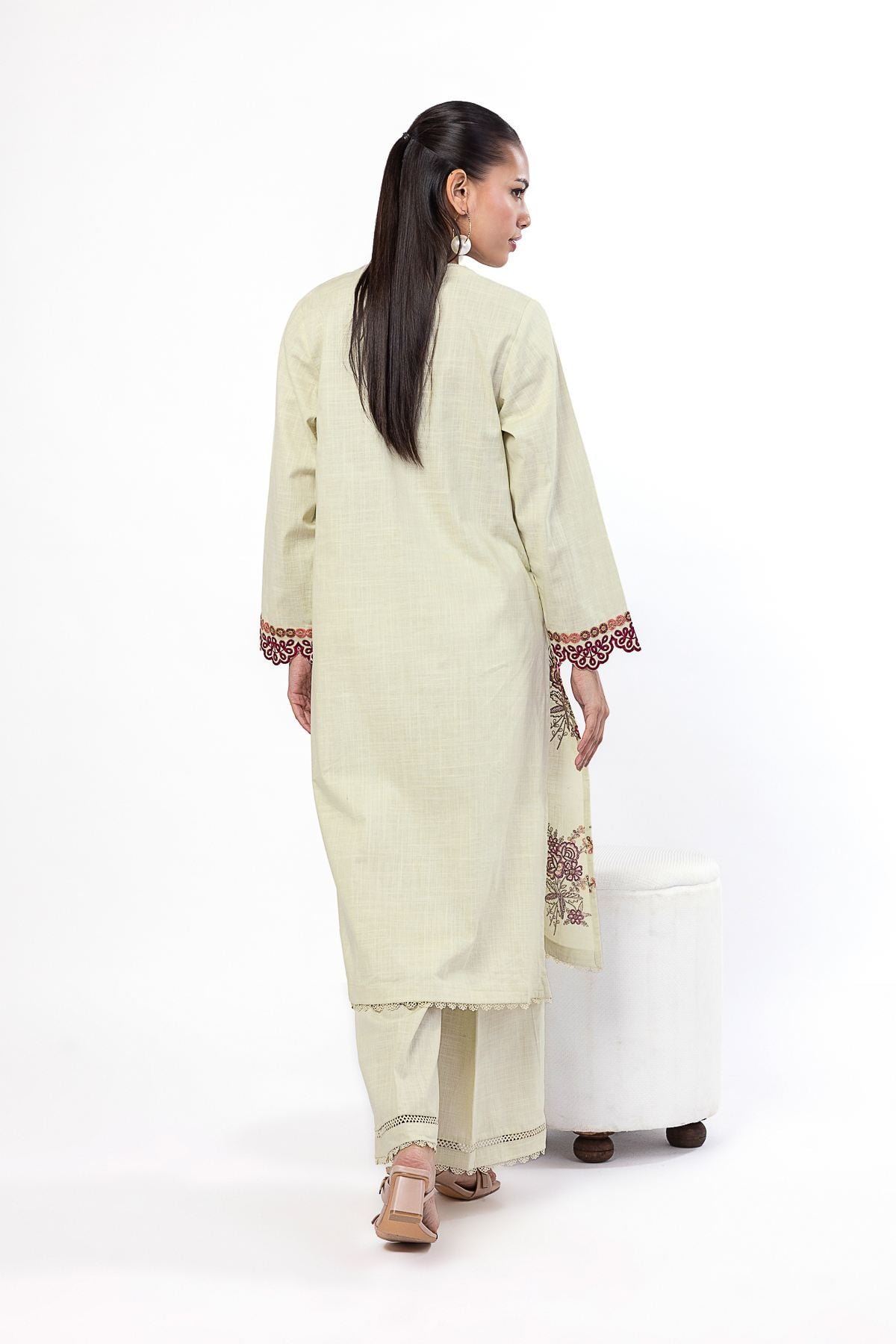 Embroidered Crosshatch Fabrics 2 Piece | Top and Bottom - LK08A-VG
