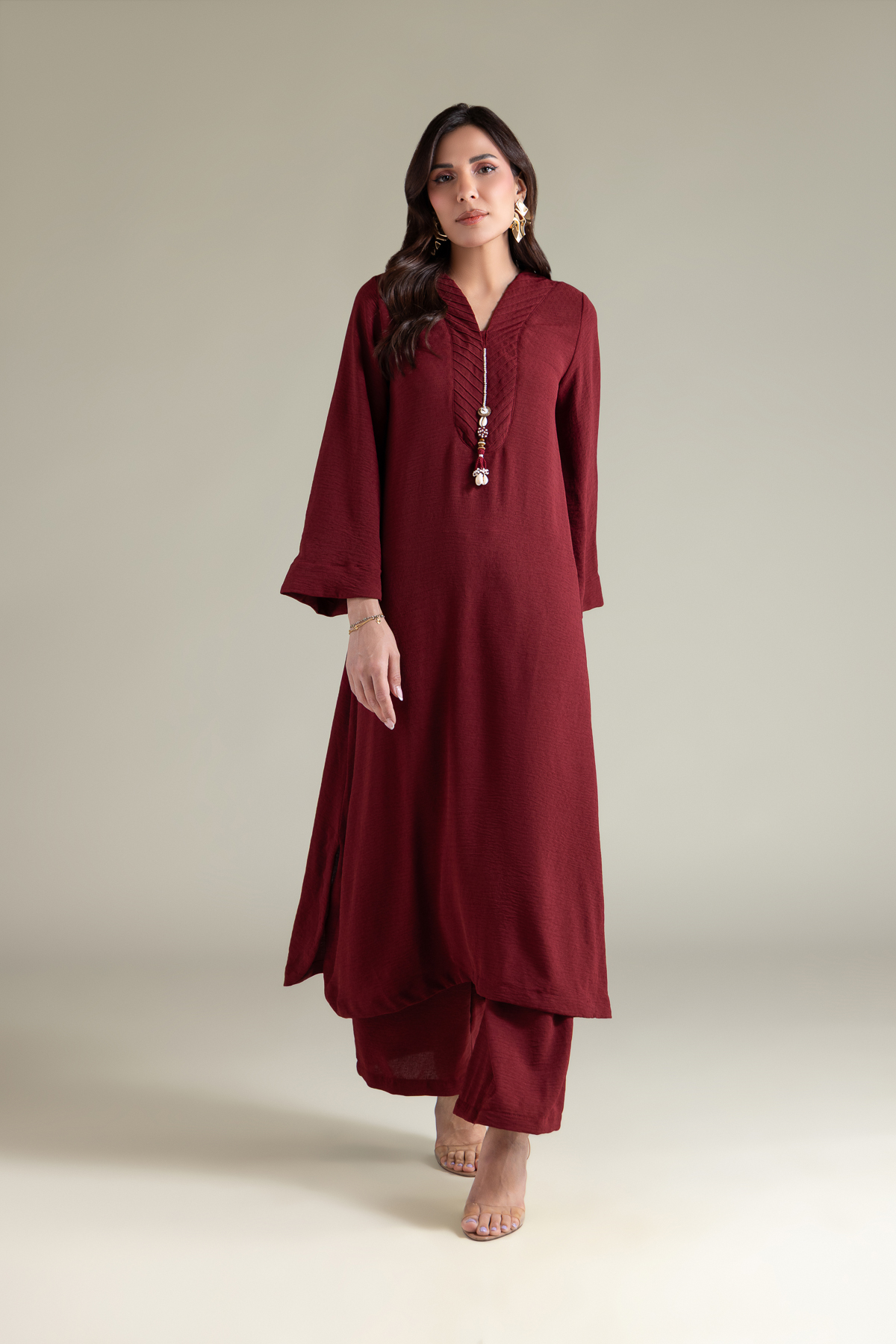 Dyed Textured Georgette Solid Magenta Pants - 8-26-202-A-D1-VG