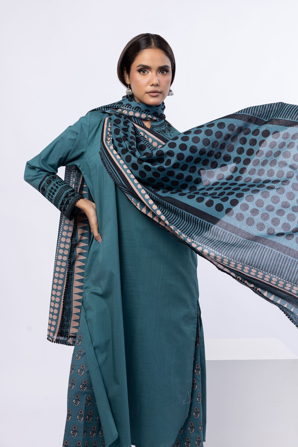 Printed Slub Lawn Dupatta - 25-07-7E5-07BB-VG