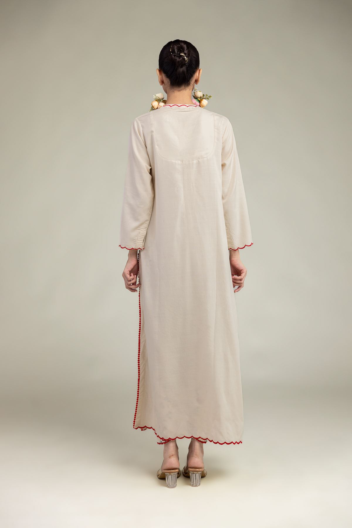 Embroidered Raw Silk Floral Scalloped Kurta - 1-26-203-A-H1-VG