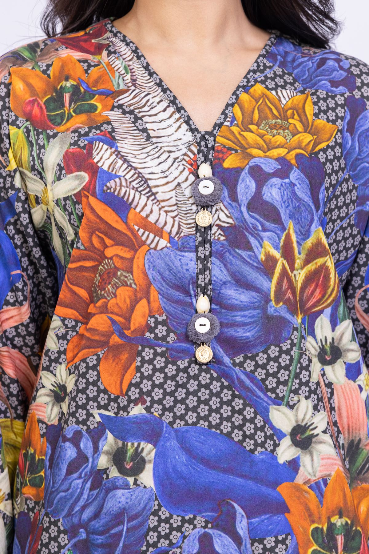 Printed Cotton Viscose Kurta - 25-04EX14-07TA-VG