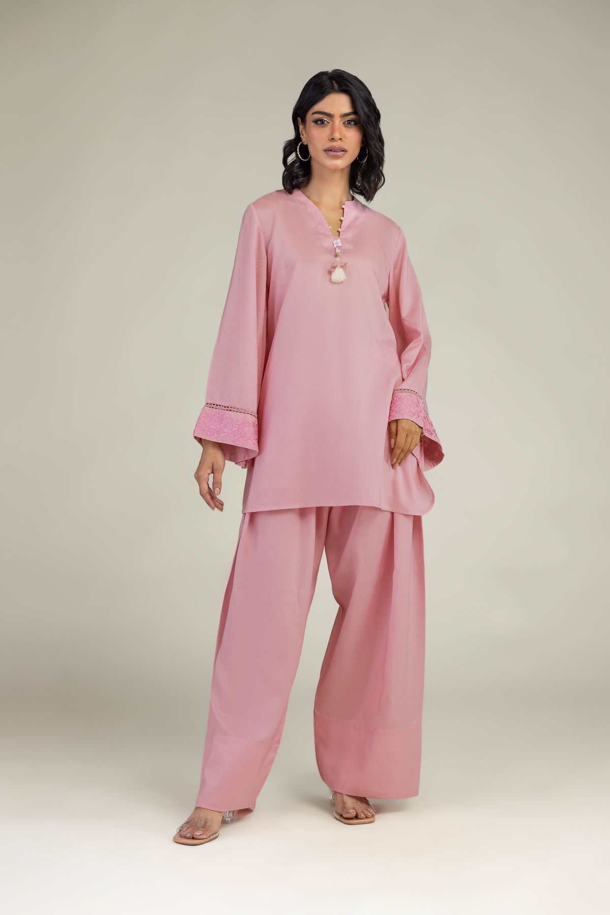 Embroidered Lyocell Pink Dyed Shalwar - 8-26-208-A-A1-VG