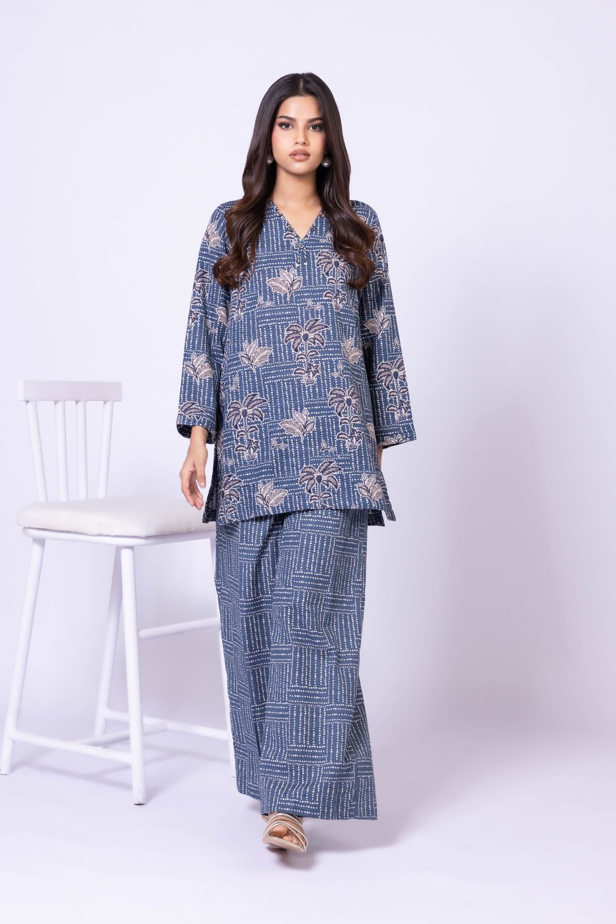 Printed Khaddar Kurta - 25-10-10S4-02TA-VG