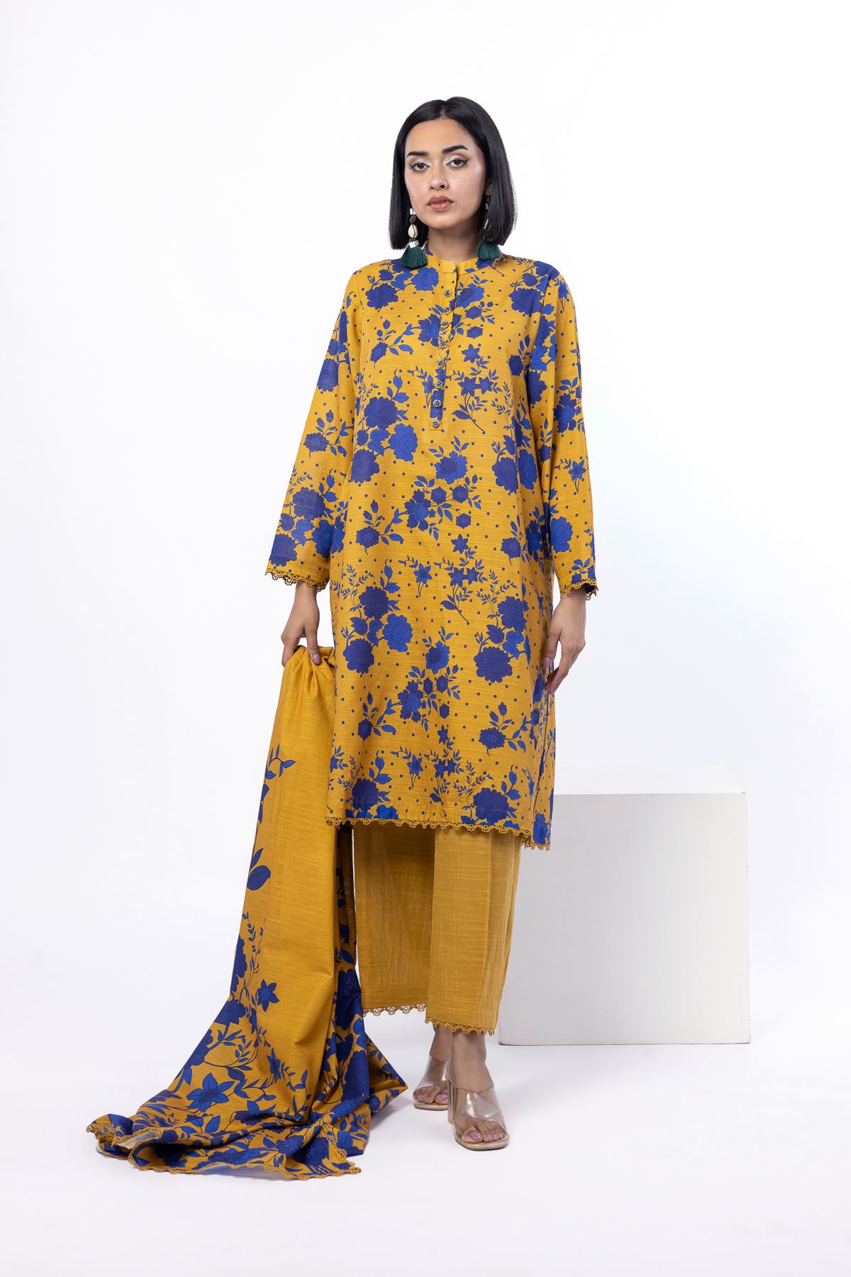 Printed Light Khaddar Fabrics 3 Piece - 1001902047