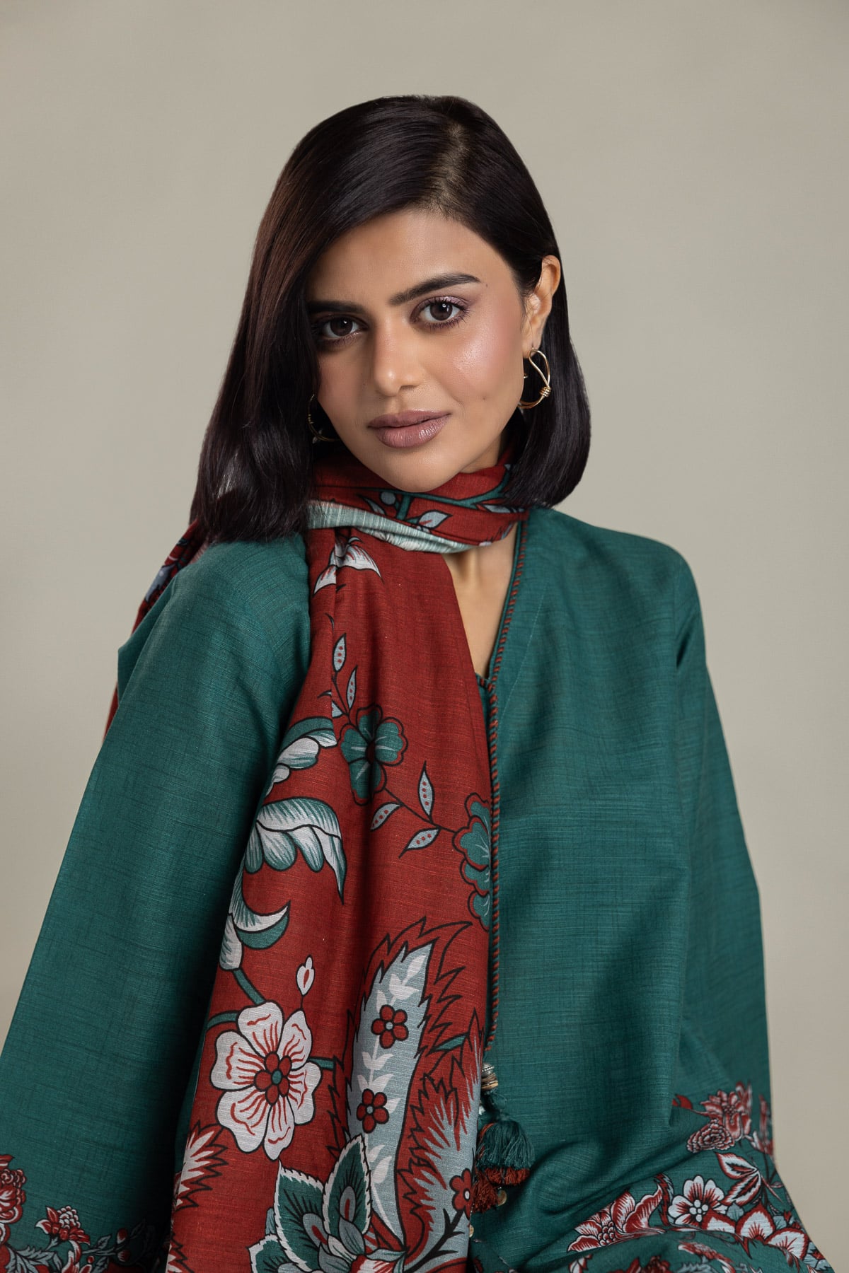 Printed Light Khaddar Fabrics 3 Piece - 2-26-308-A-G1-VG
