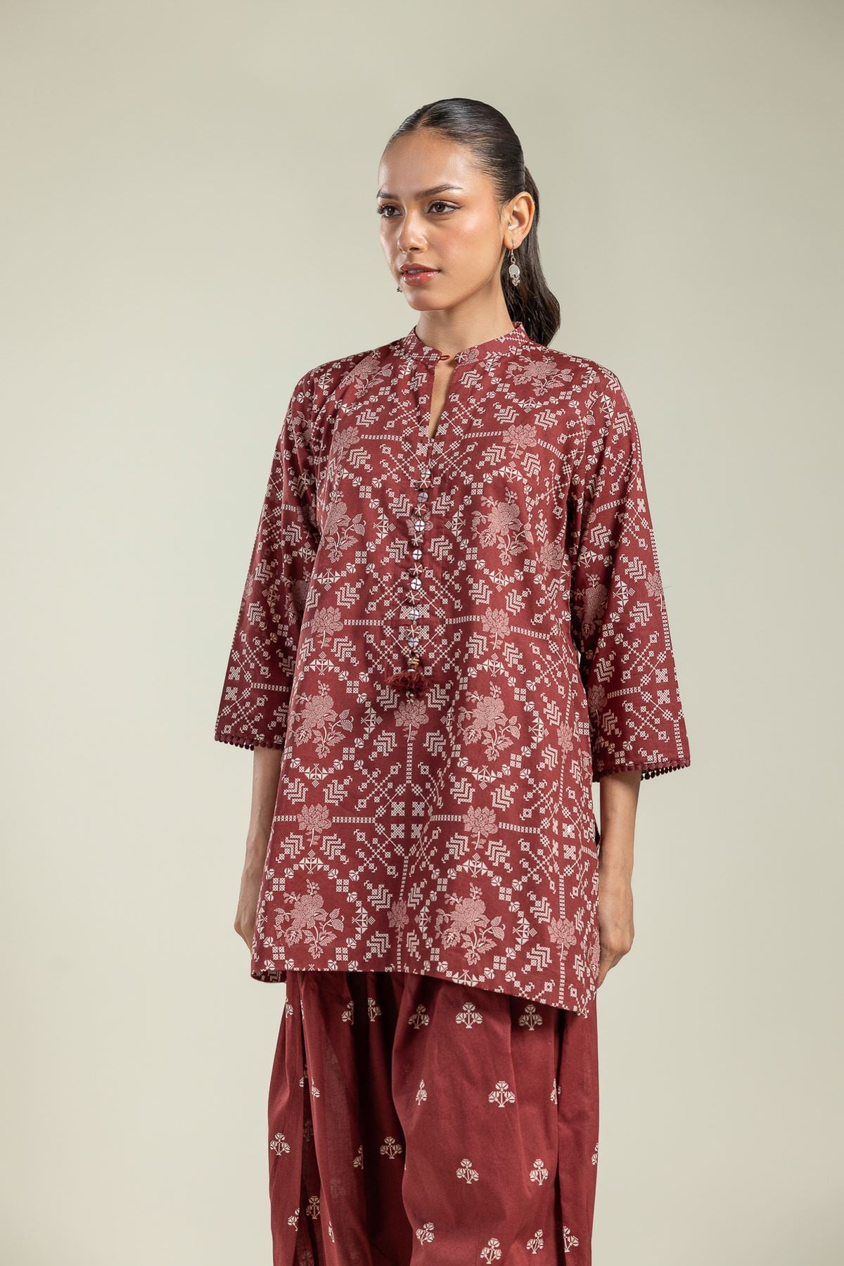 Printed Cambric Short Cambric Kurta - 1-26-208-A-H2-VG