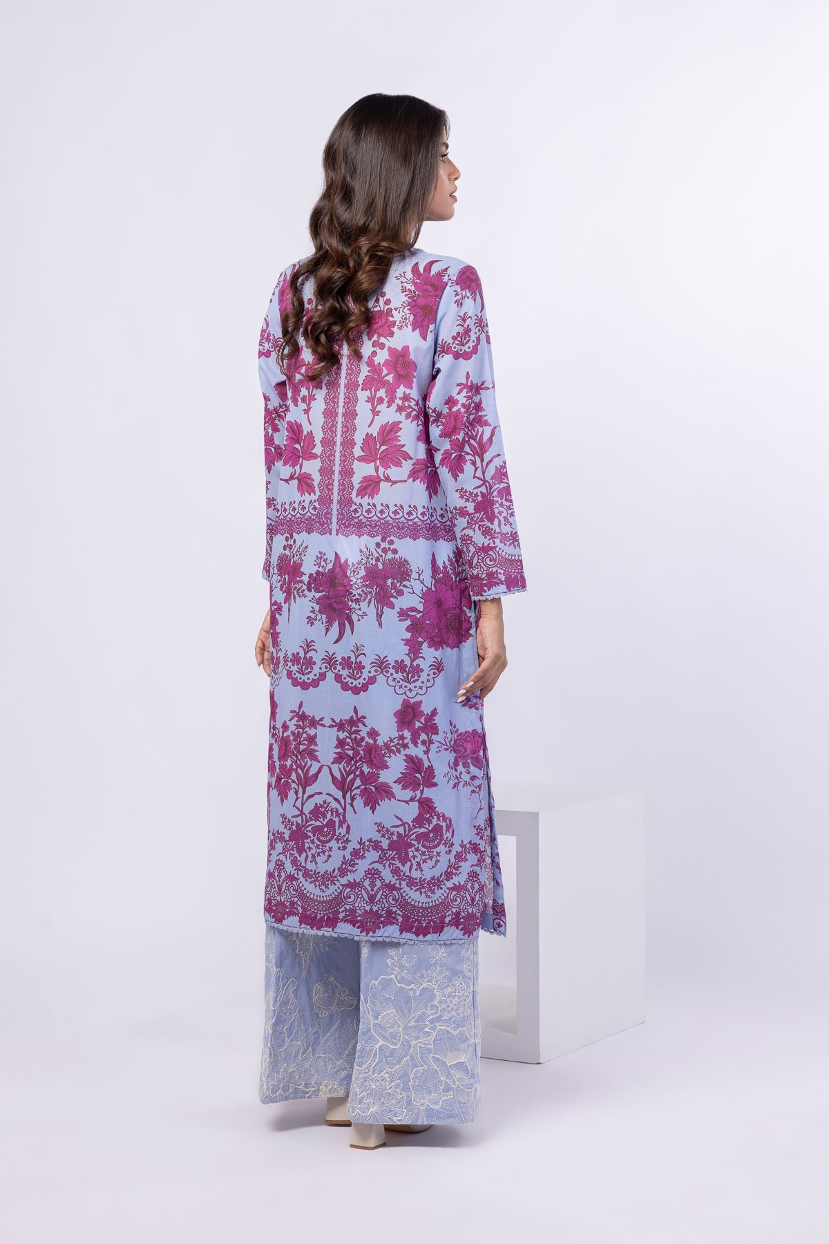 Printed Swiss Voile Kurta - 25-09-11W3-02SA-VG