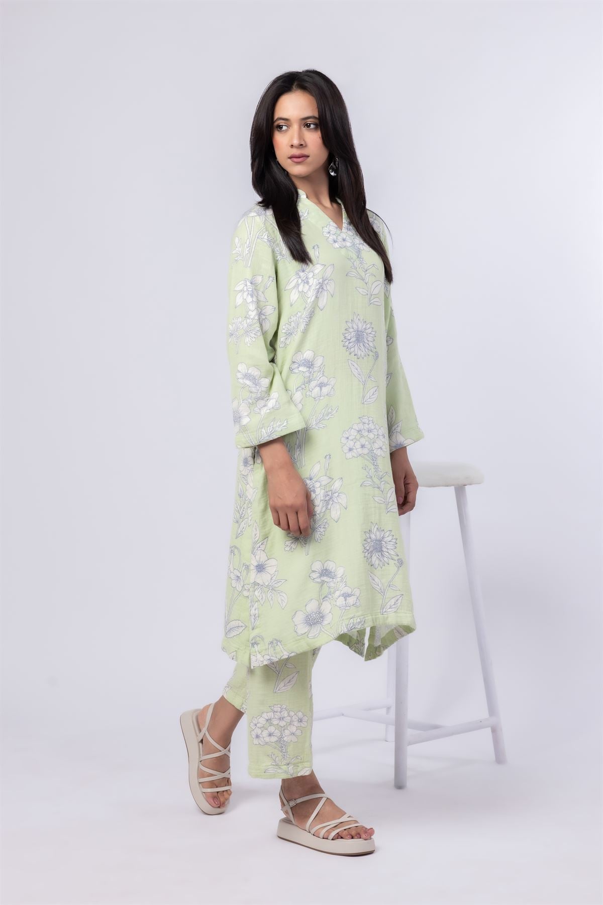 Printed Cheese Cloth Pants - 25-10-10S6-07TB-VG