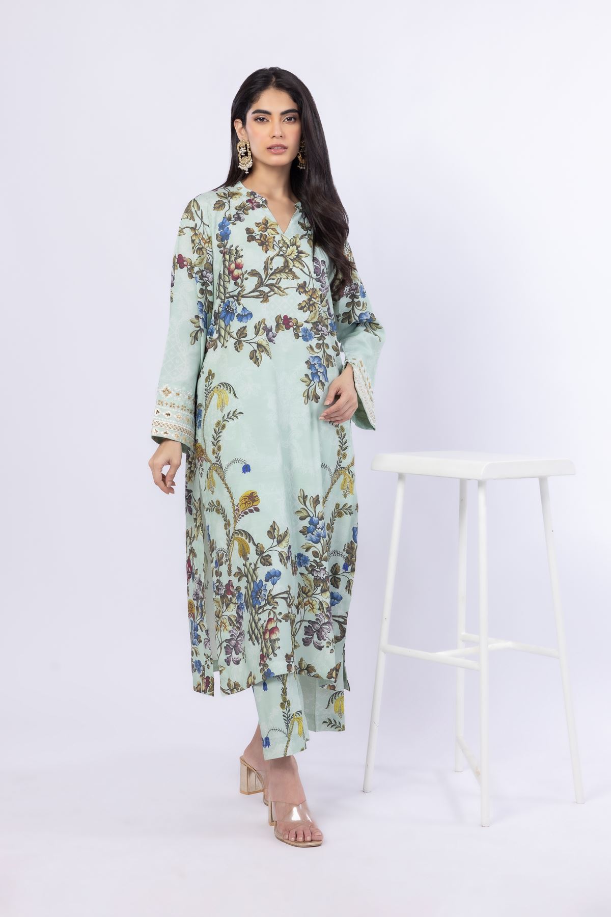 Embroidered Russian Raw Silk Kurta - 25-09-9S3-07TB-VG