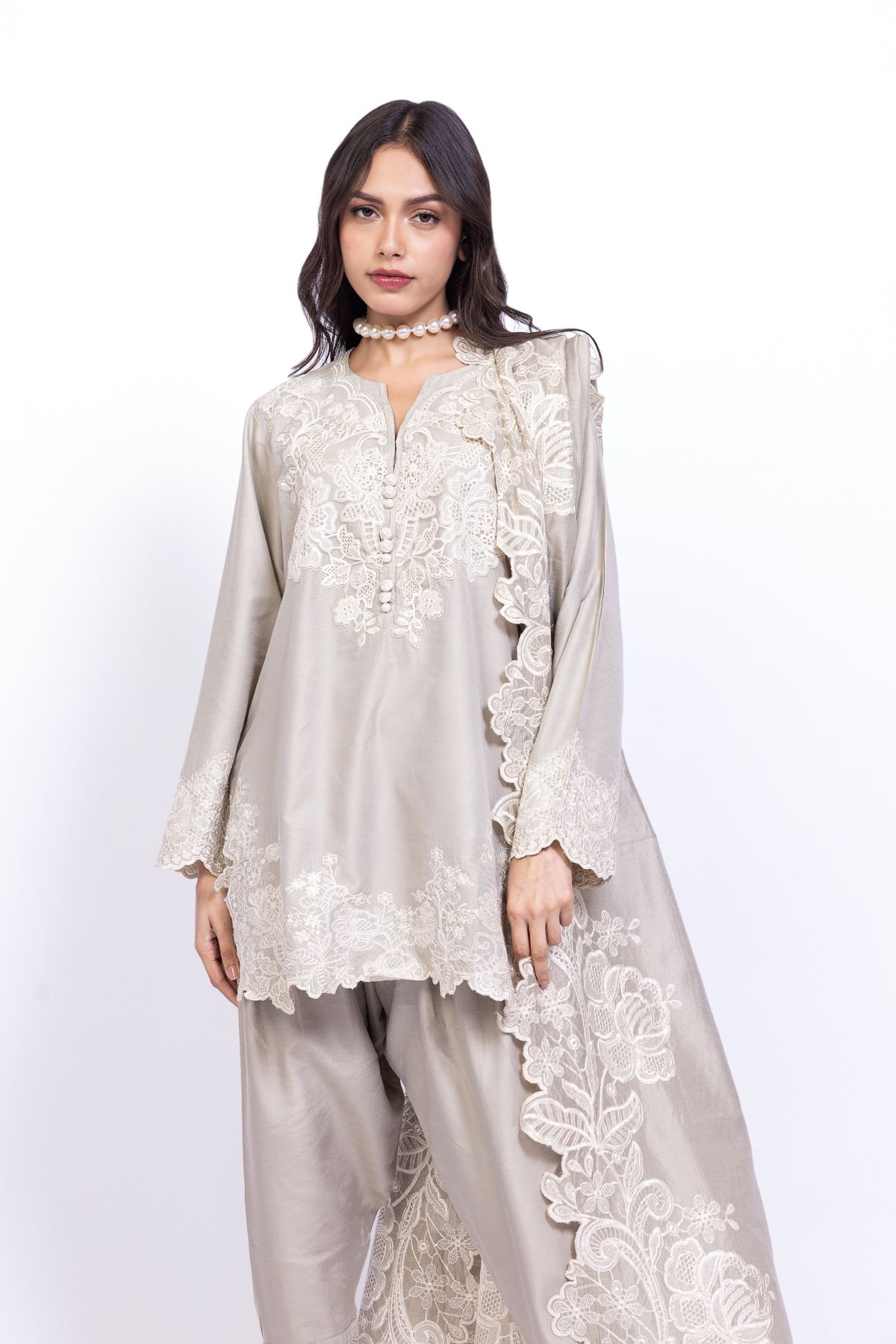 Embroidered Raw Silk Kurta - 25-09-11E7-08TA-VG