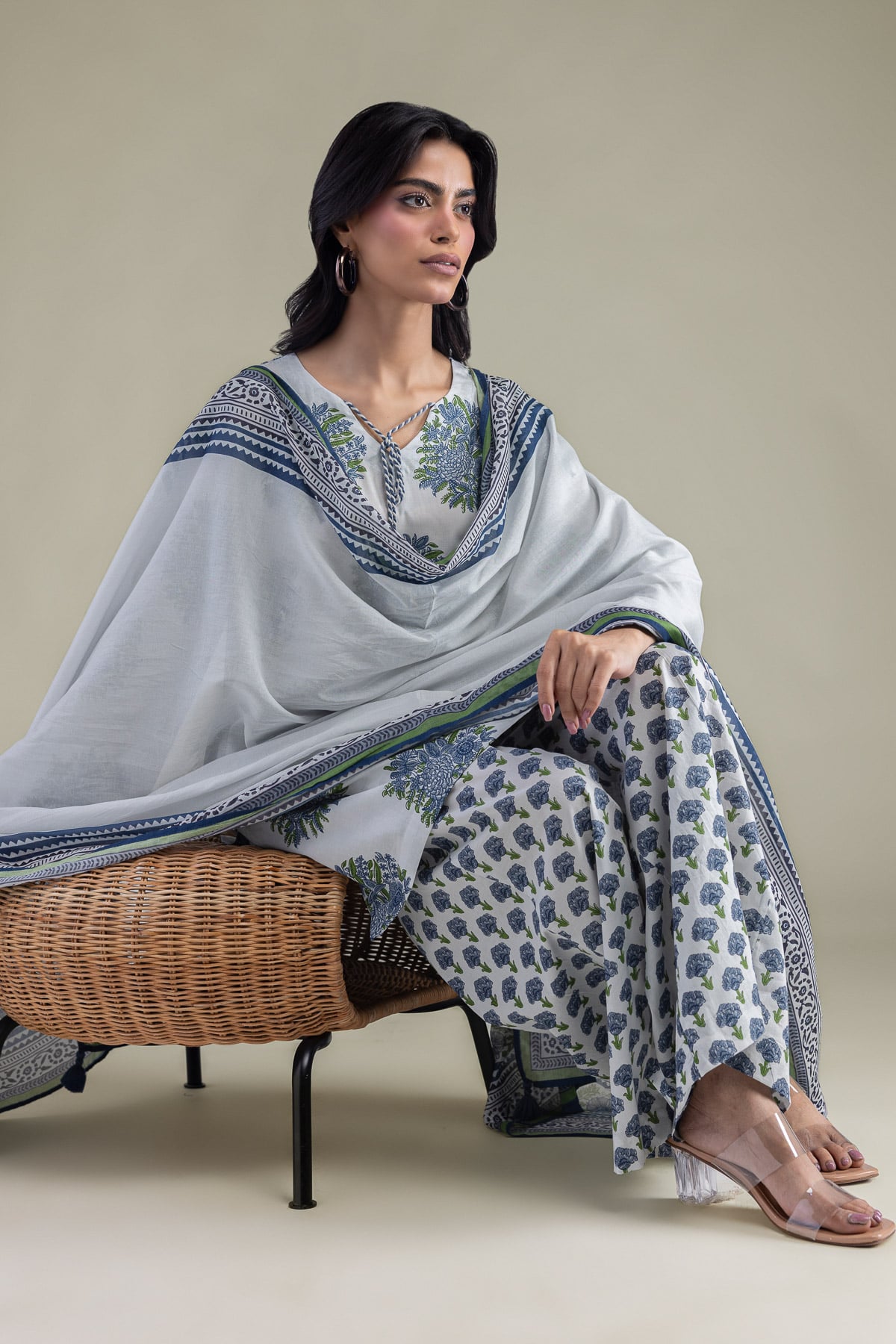 Printed Lawn Printed Cambric Dupatta - 1-26-102-A-F-VG