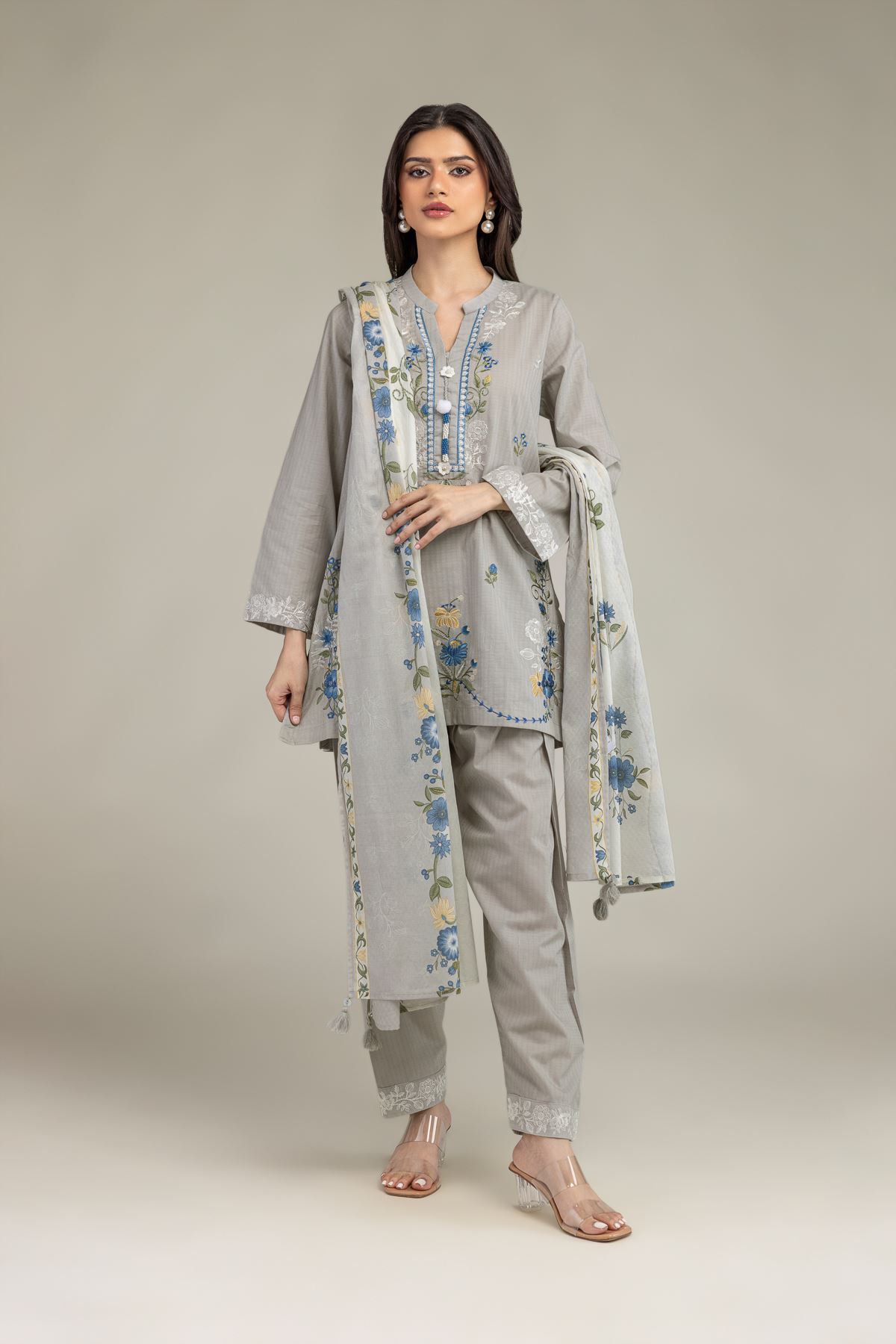 Embroidered Cotton Dobby Floral Cotton Shalwar - 1-26-225-A-C1-VG