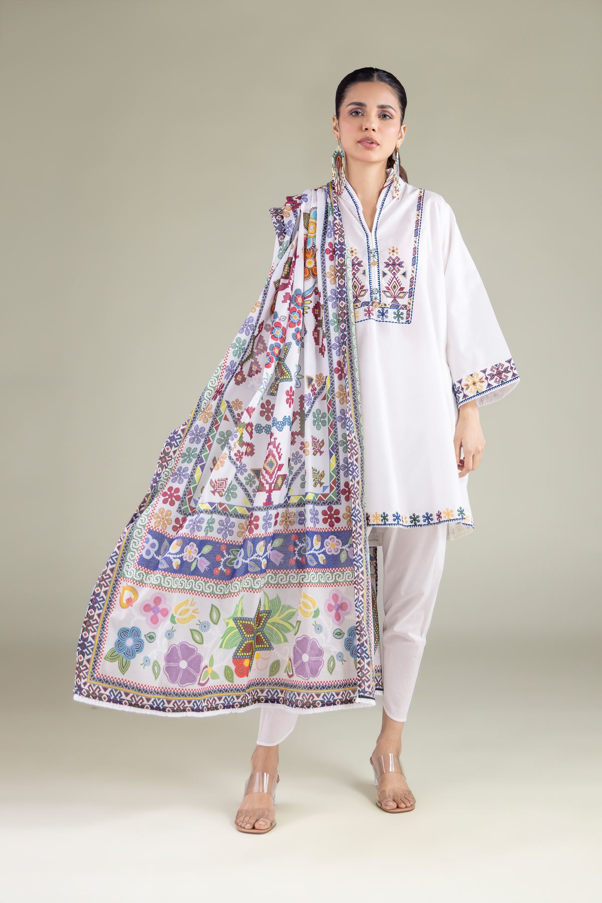 Embroidered Lawn Printed Dupatta - 1-26-127-A-F-VG