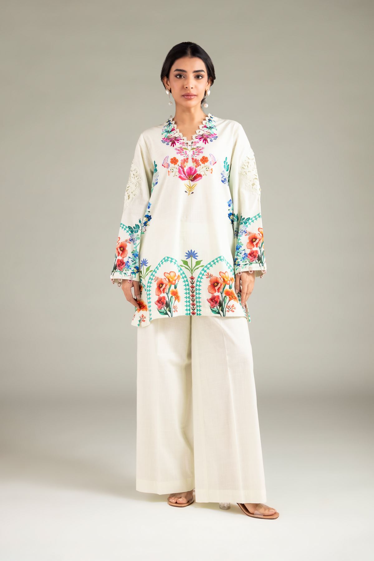 Embroidered Textured Cotton Kurta - 25-00-X2-08TB-VG