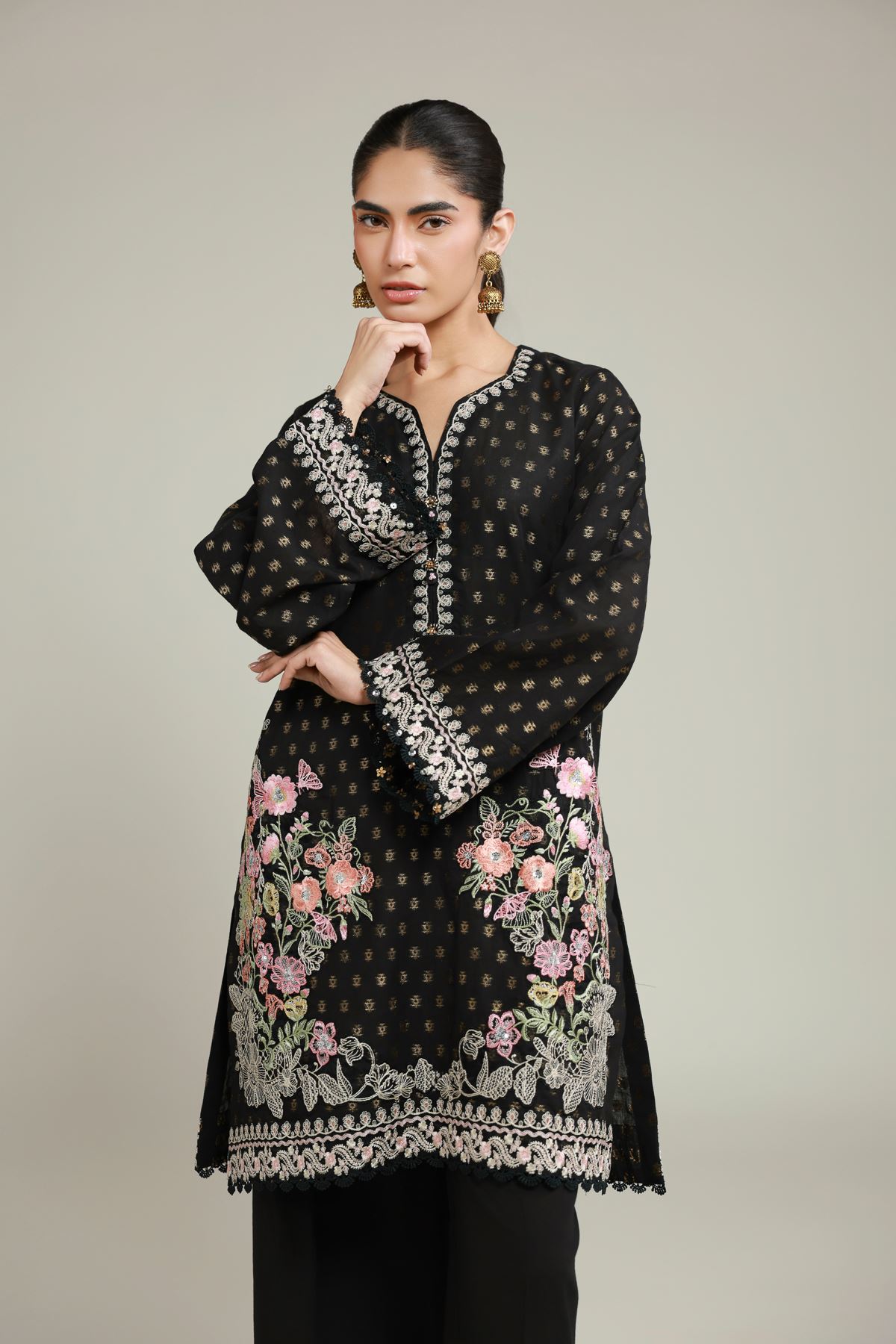 Embroidered Jacquard Fabrics 2 Piece | Top and Bottom - A113-26-101EI2-VG