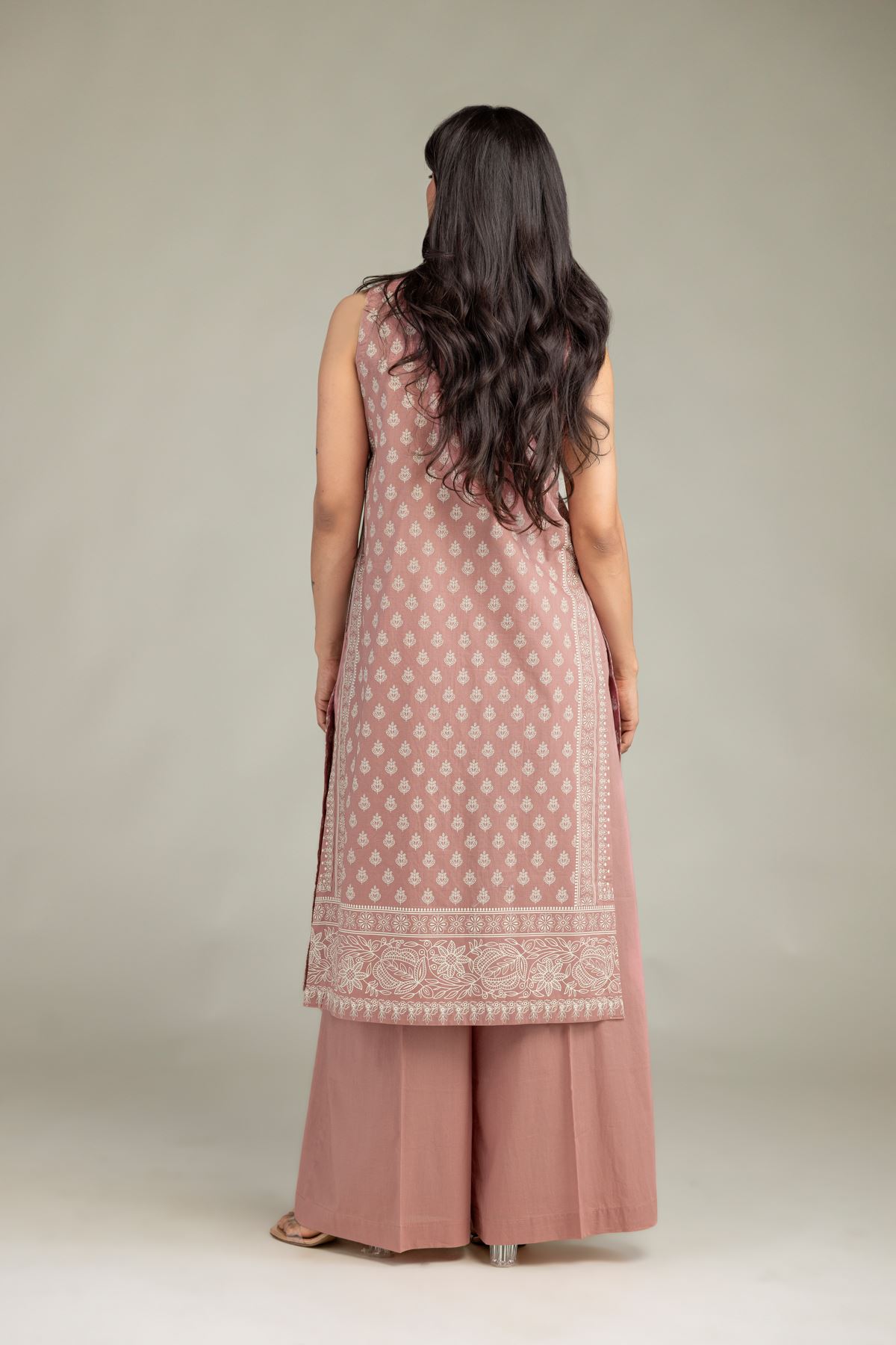 Printed Cambric Sleeveless Cambric Kurta - 2-26-308-A-G1-VG