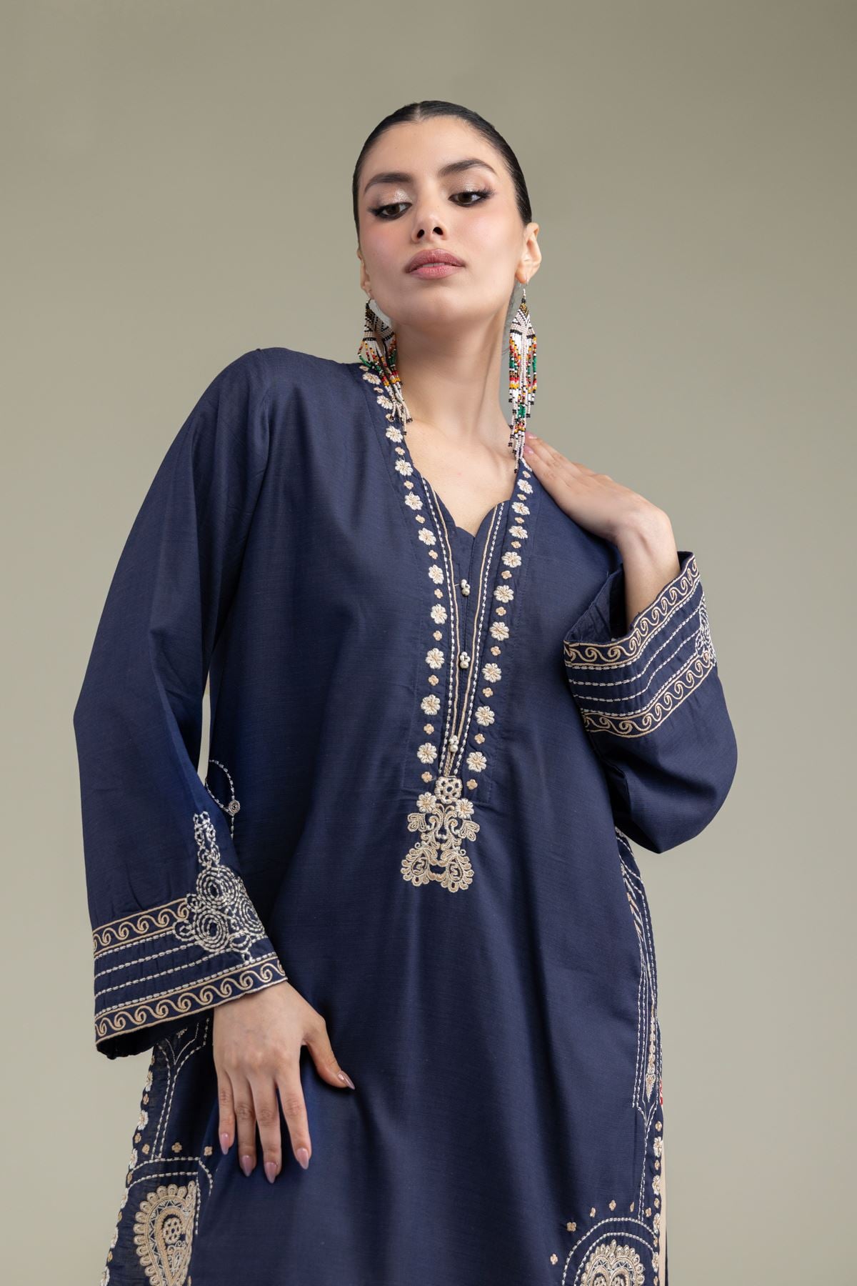 Embroidered Raw Silk Raw Silk Kurta - 1-26-238-A-C1-VG