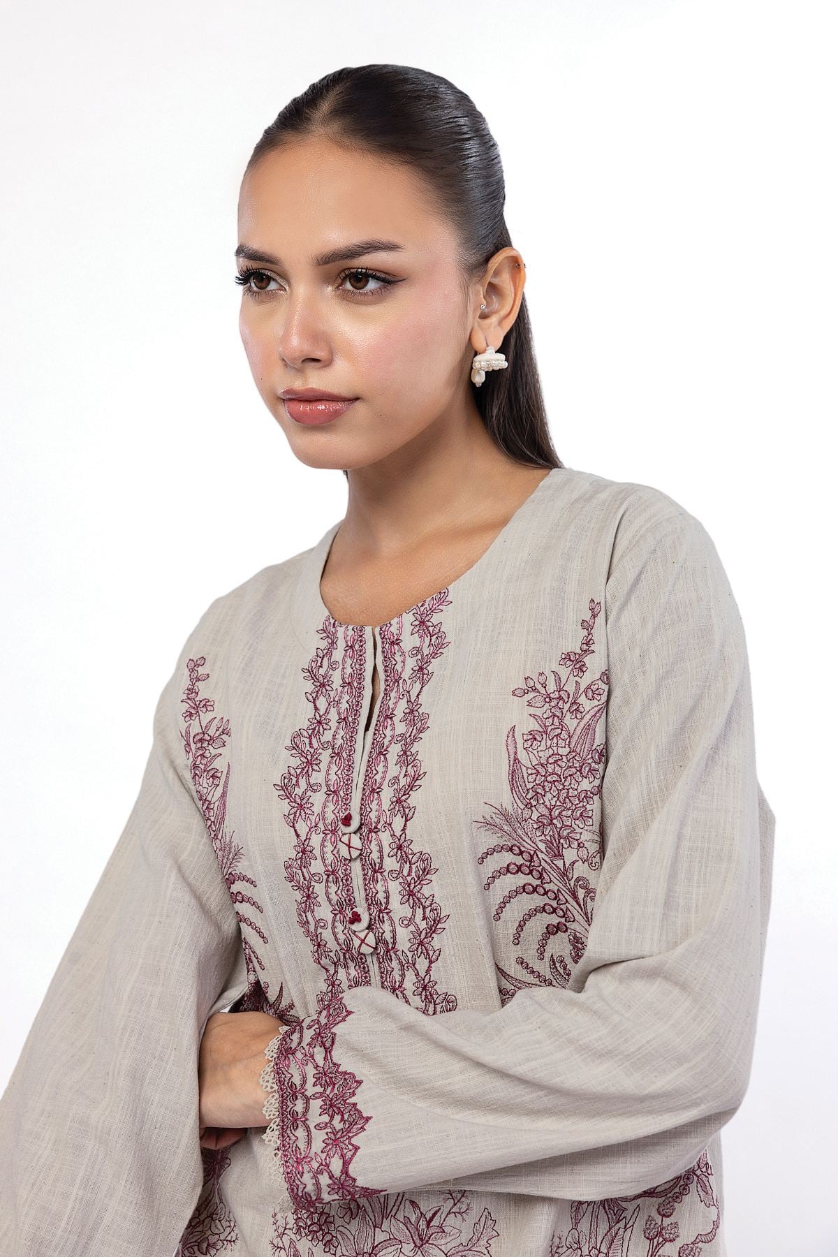Embroidered Crosshatch Fabrics 2 Piece | Top and Bottom - KW30A-VG