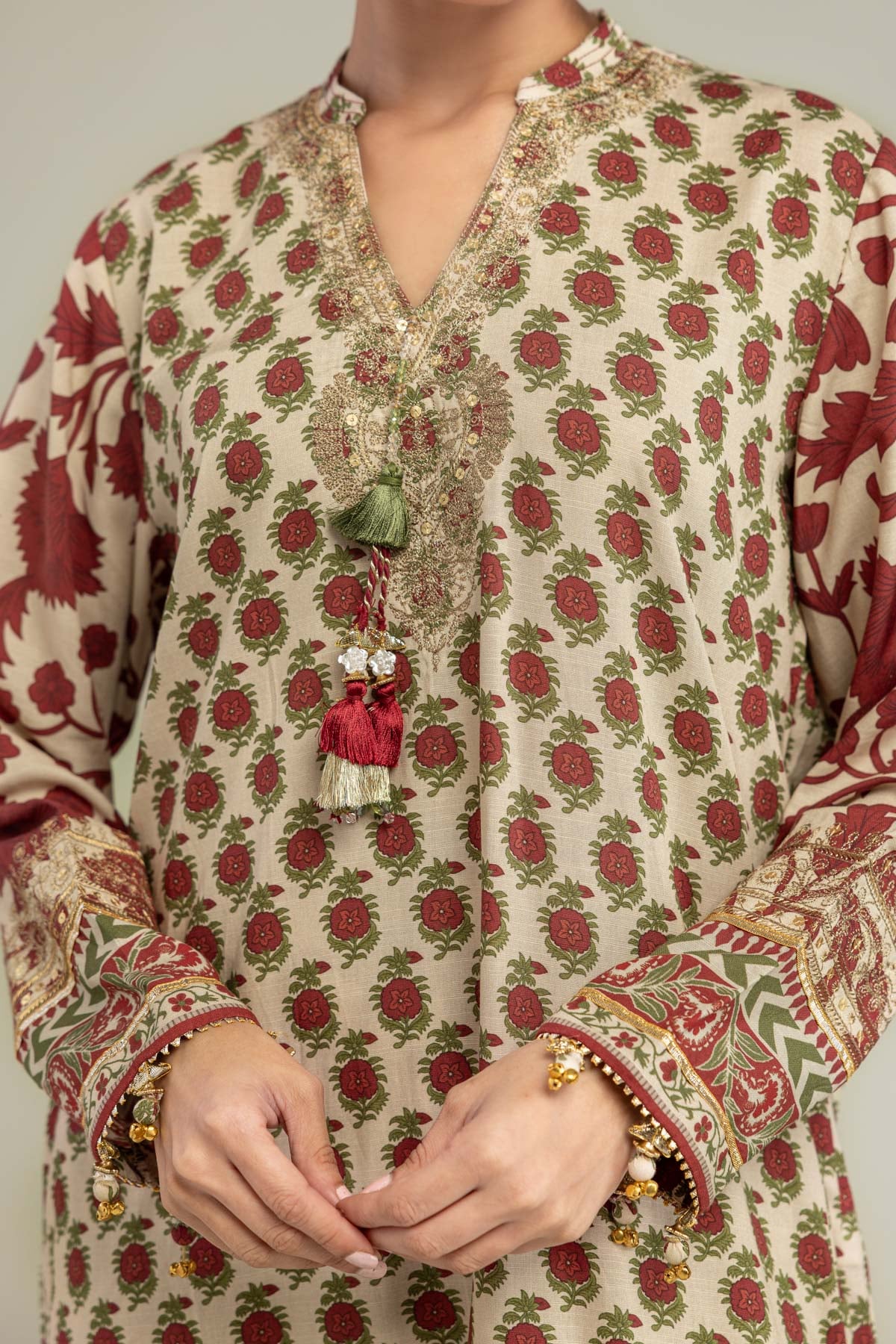 Embroidered Raw Silk Raw Silk Kurta - 1-26-102-A-F-VG