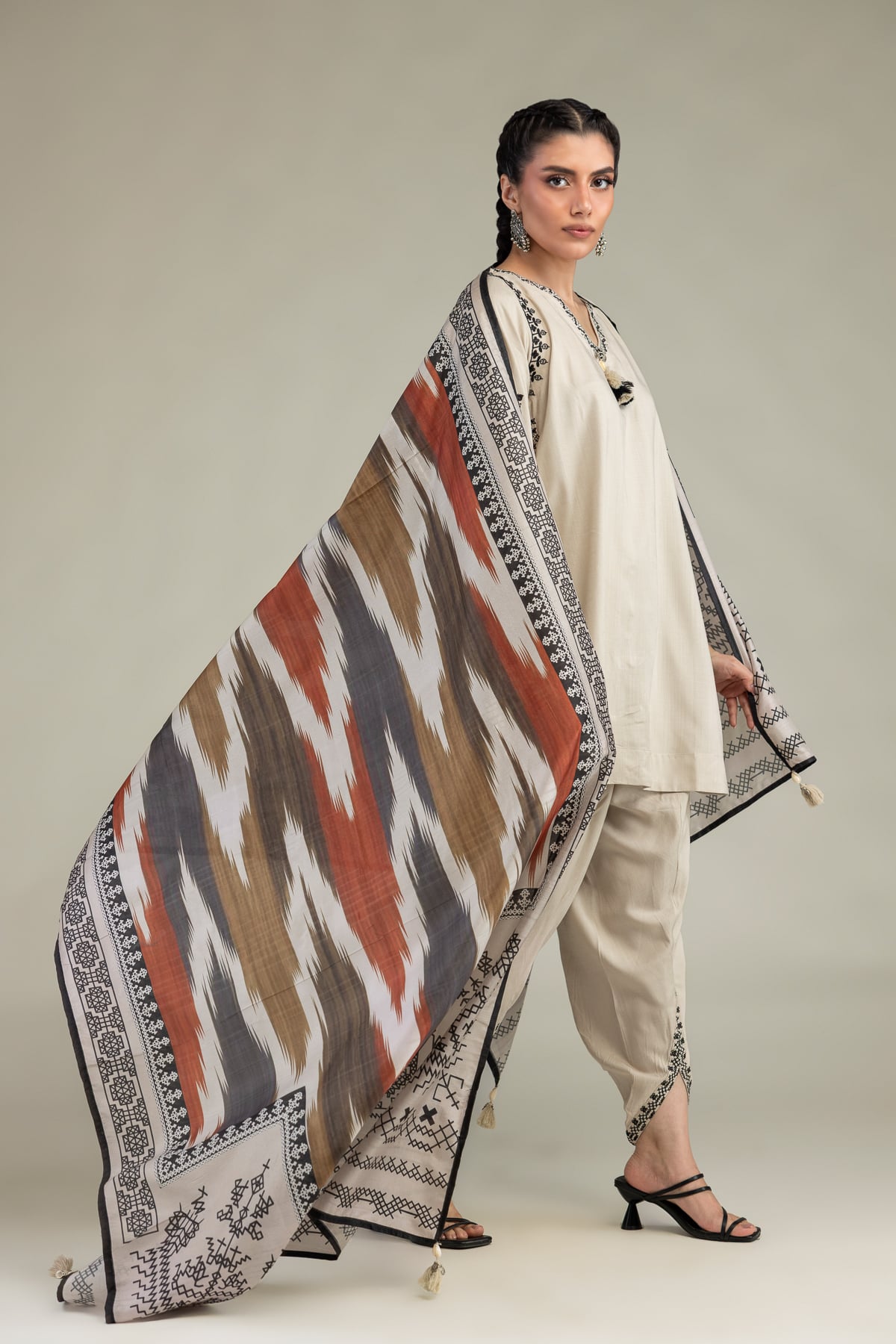 Embroidered Polyester Silk Polyster Silk Dupatta - 1-26-102-A-F-VG