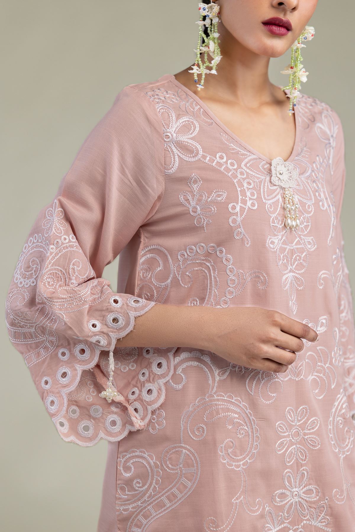 Embroidered Raw Silk Floral Silk Kurta - 1-26-102-A-F-VG