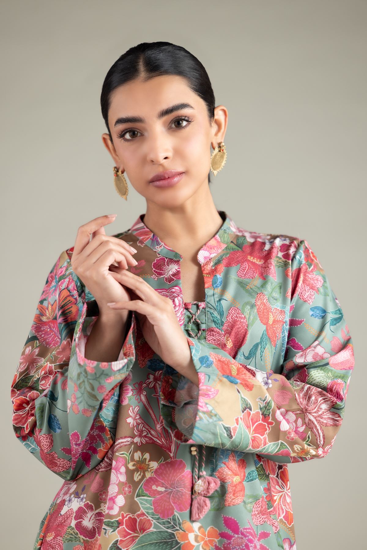 Printed Polyester Silk Kurta - 1-26-130-A-B-VG