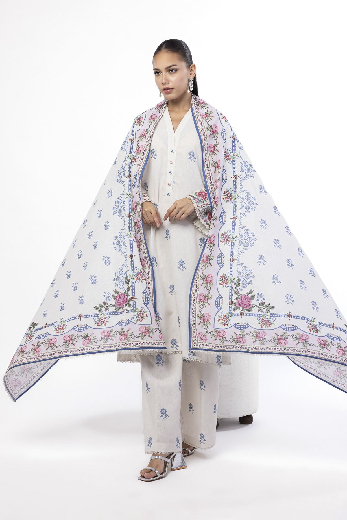 Embroidered Karandi Fabrics 3 Piece - KN58A-VG