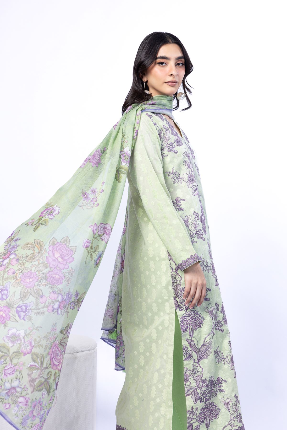 Embroidered Broshia Tailored 3 Piece - T-A33-26-107FG-VG