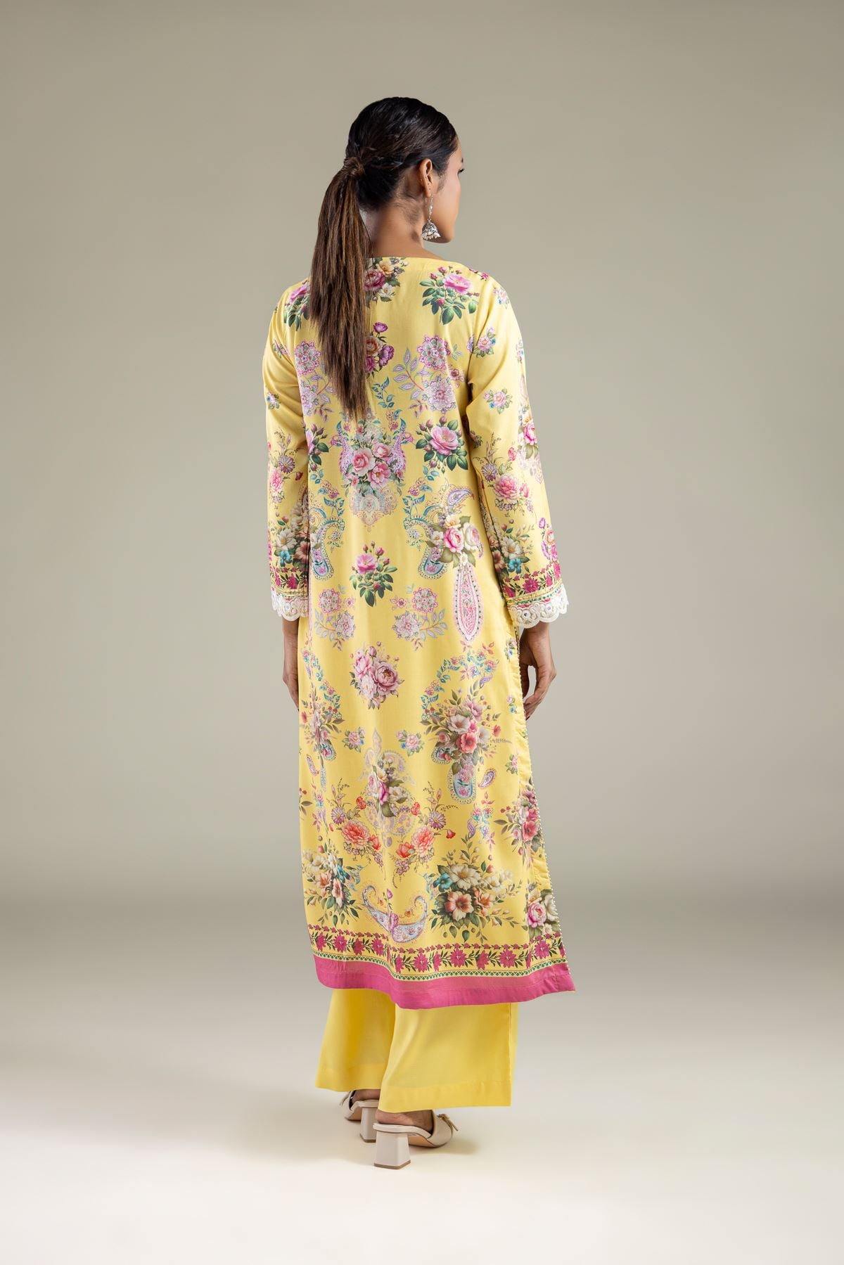 Embroidered Viscose Paisley Longline Kurta - 25-10-12E11-07TA-VG