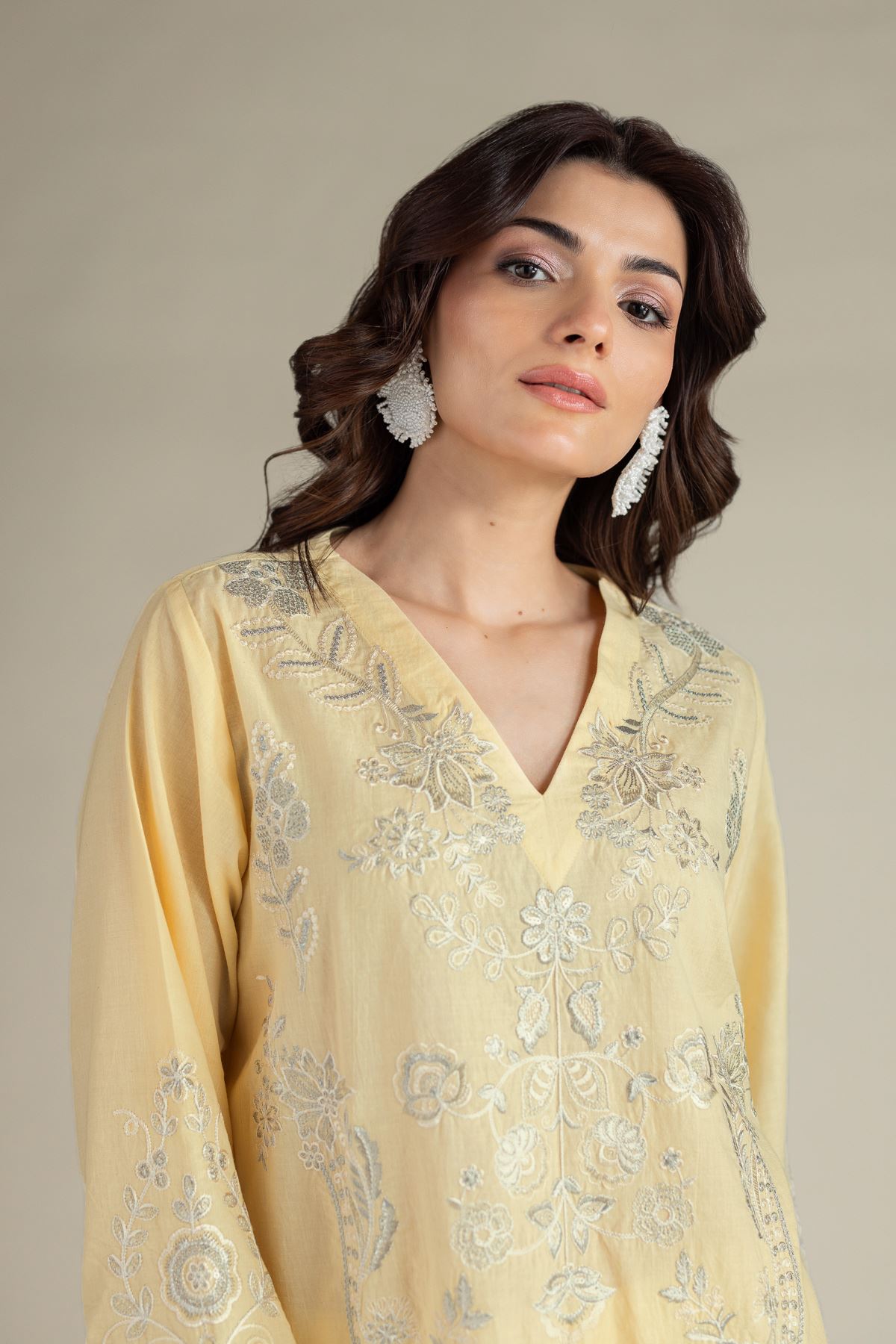 Embroidered Cambric Fabrics 2 Piece | Top and Bottom - A112-26-102EB2-VG